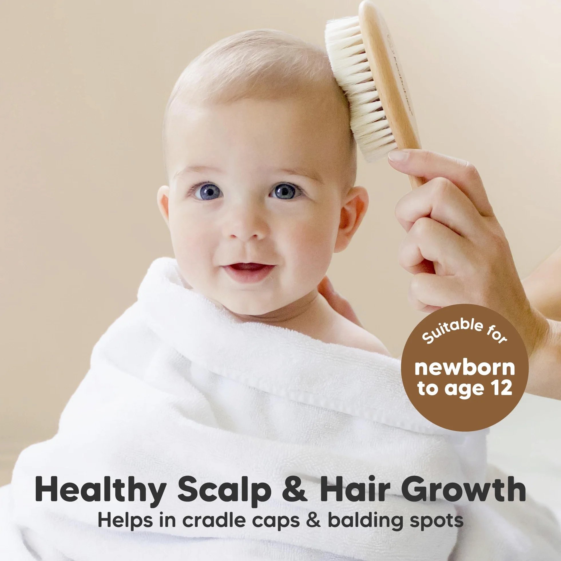 Spazzole per capelli per bambini e serie di pettini per neonati - Spazzole in legno naturale con setole di capra morbide - Regalo perfetto per la doccia per il bambino
