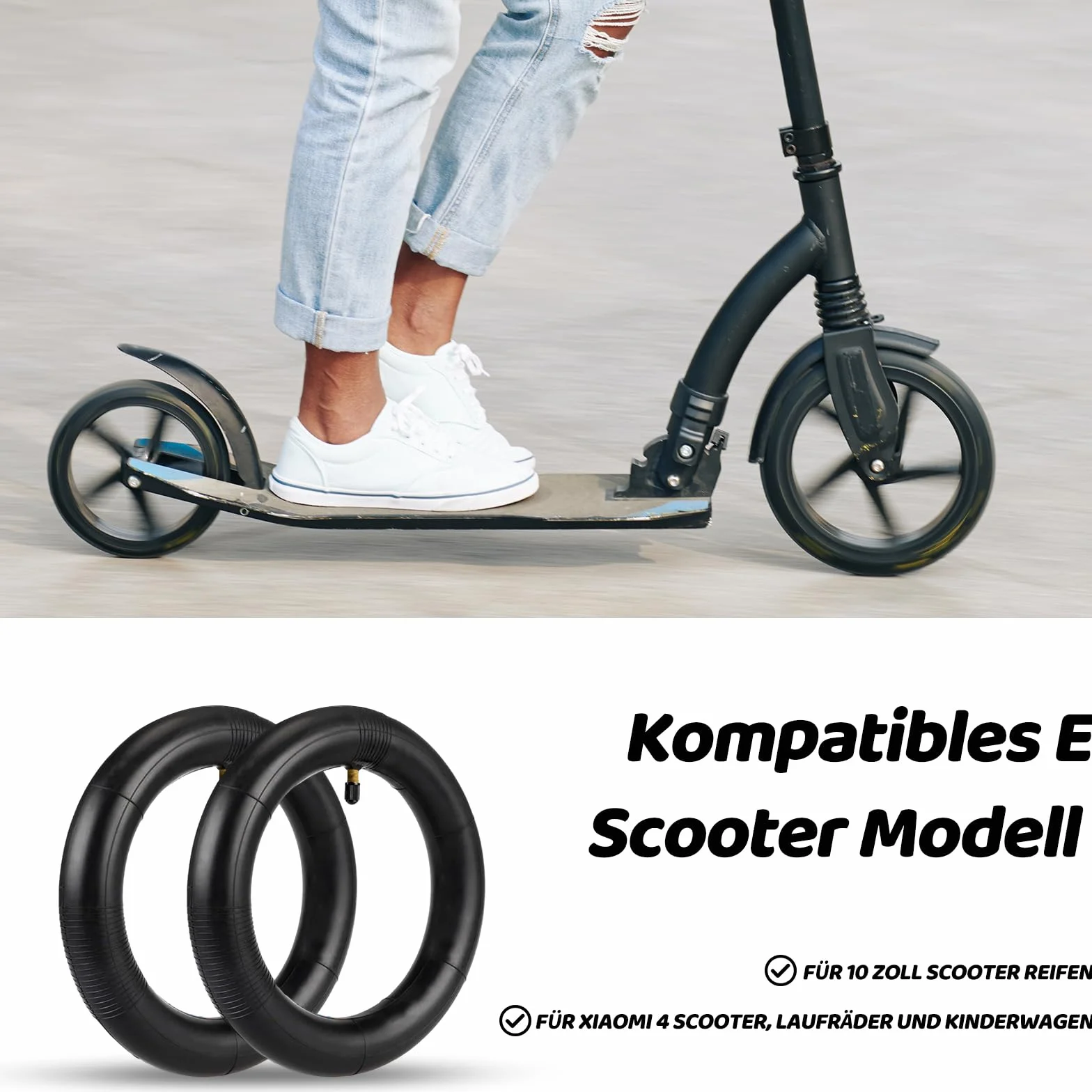 2 Pezzi Camere d'Aria 10 x 2,125, Pneumatici di Ricambio Confezioni di Camere d'Aria in Gomma per Scooter Passeggino