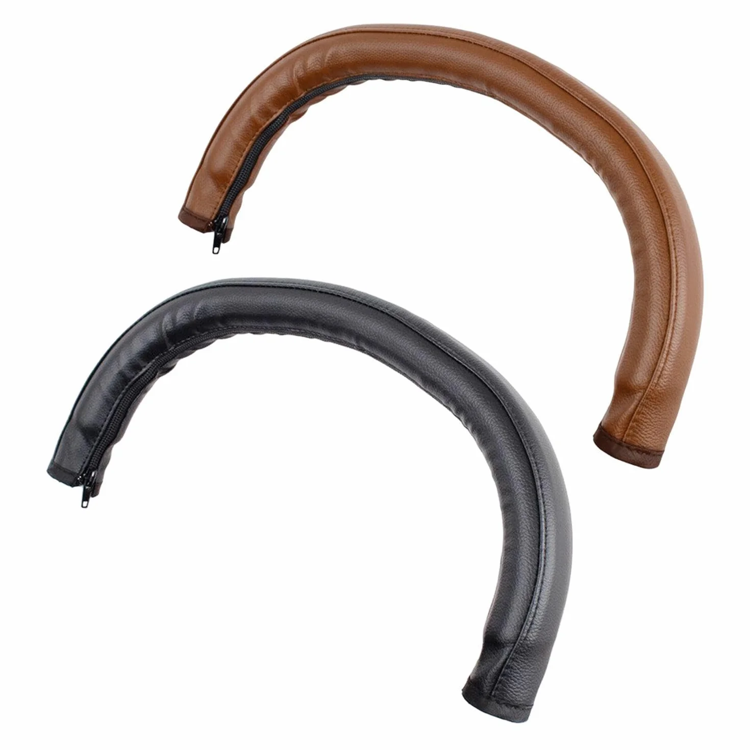 Copertura Per Braccioli Per Passeggino Da 2 Pezzi, Custodia Protettiva In Pelle Pu, Copertura Per Auto Universale Pieghevole Con Cerniera, Facile Da Pulire, Accessori Per Passeggini (Nero, Marrone).