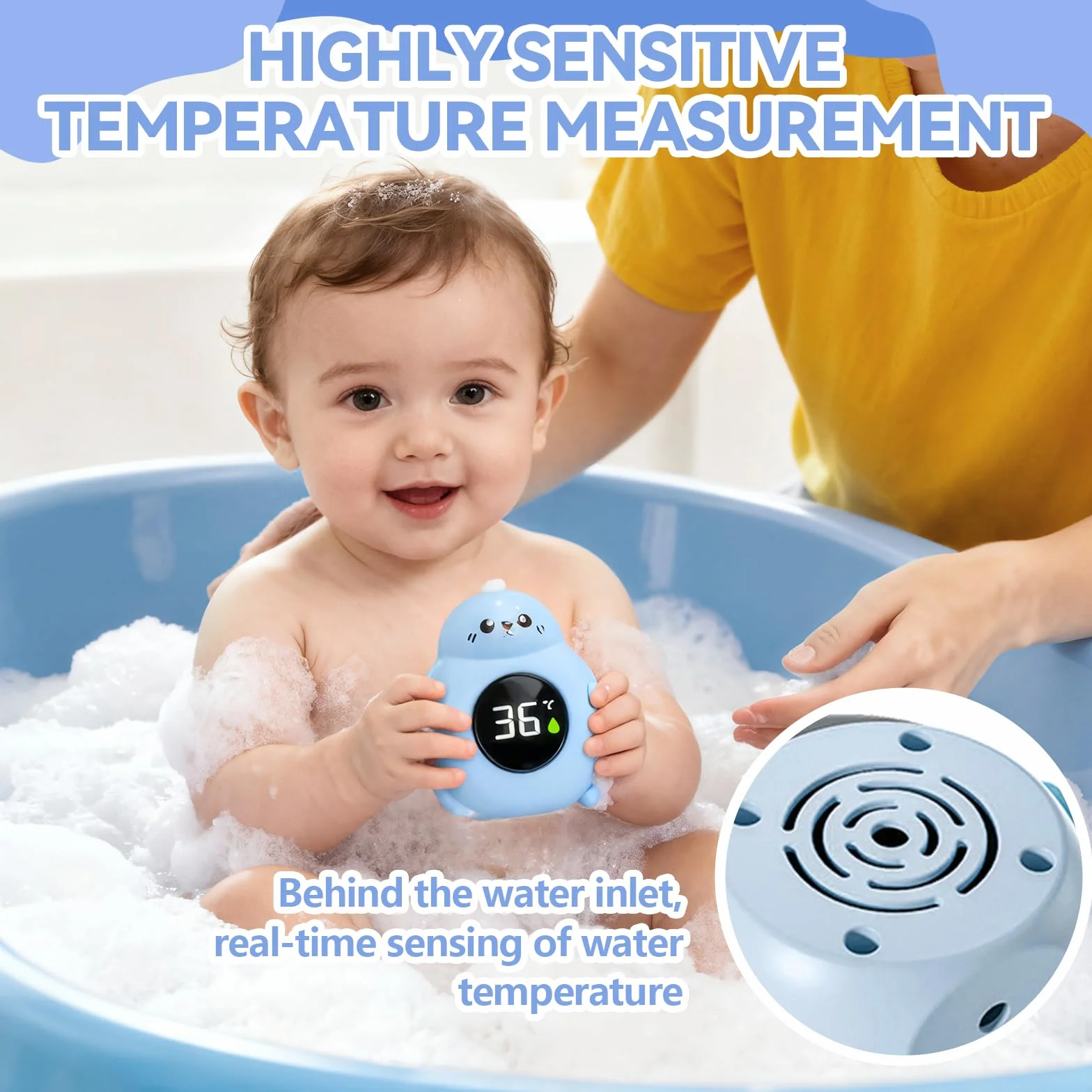 Impermeabile Termometro da Bagno per Bambini, Termometro Bagnetto Neonato Digitale, Giocattolo per Vasca, Schermo di facile lettura, Adatto per Vasche da Bagno per Bambini e Piscine