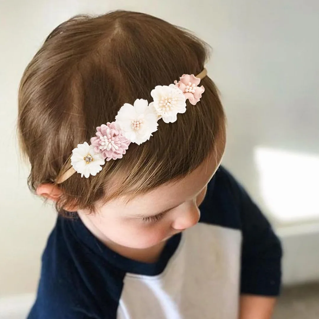 3 Pezzi Fasce Per Capelli Per Bambina,Fasce in Grosgrain per Bambine Floreale Copricapo Elastici Fascette Neonata Nastri Capelli per Neonati,Ragazze,Bambini Piccoli,Accessori per la Fotografia