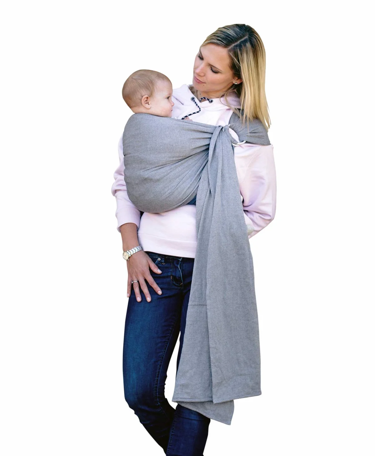 AMAZONAS AZ-5060237 Ring Sling Grigio 180 X 70 Cm - Marsupio a Fascia con Anelli - 600 g