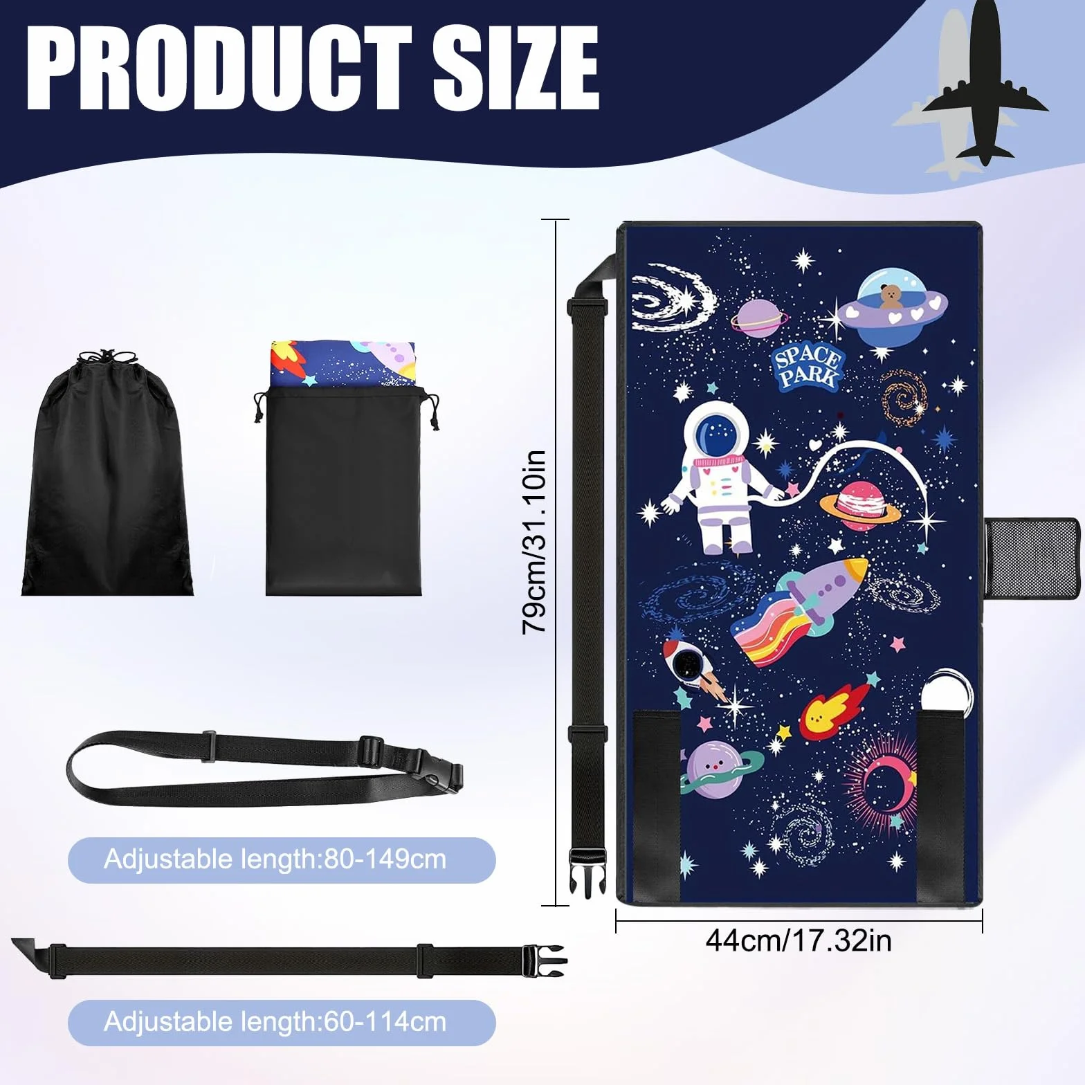 Estensione del sedile per bambini, poggiapiedi aereo, 79 x 44 cm, poggiapiedi per aereo, leggero e pieghevole, prolunga per viaggi in volo per bambini