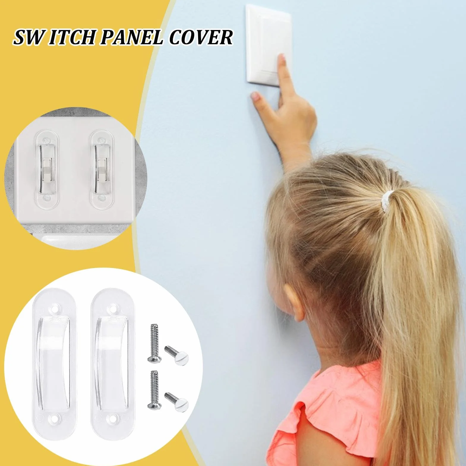 Protezione per interruttore della luce di sicurezza per bambini - Protezione per pulsante di attivazione/disattivazione della luce, copertura per interruttore della luce a prova di bambino | Durevole