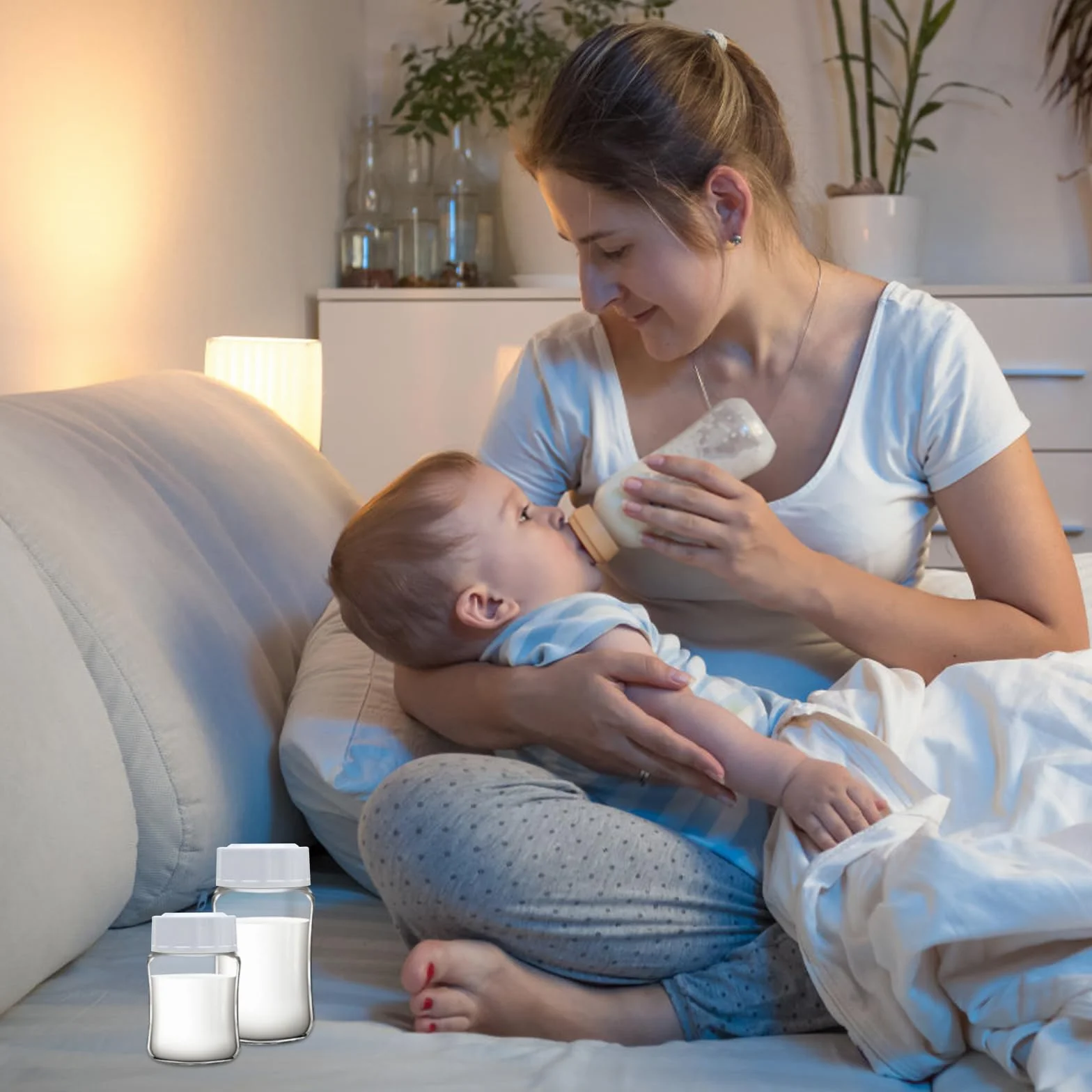 Tappi per biberon Avent, 6 tappi per bottiglie da viaggio, compatibili con bottiglie a collo largo, colore bianco, per biberon