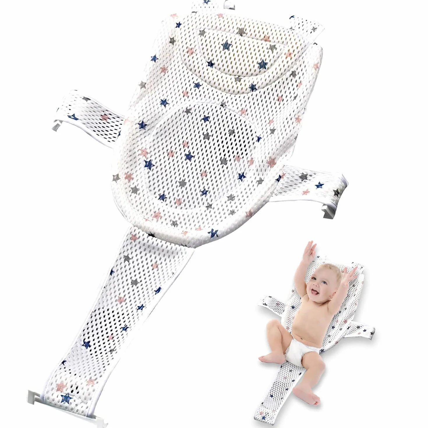 Cuscino Bagnetto Neonato Universale, Tappetino da Bagno per Neonati, Rete Bagnetto Sedile Bagnetti, Bagnetto Supporto Sedile Regolabile, Tappetino per il bagnetto Neonato, per Bambino 0-3 anni