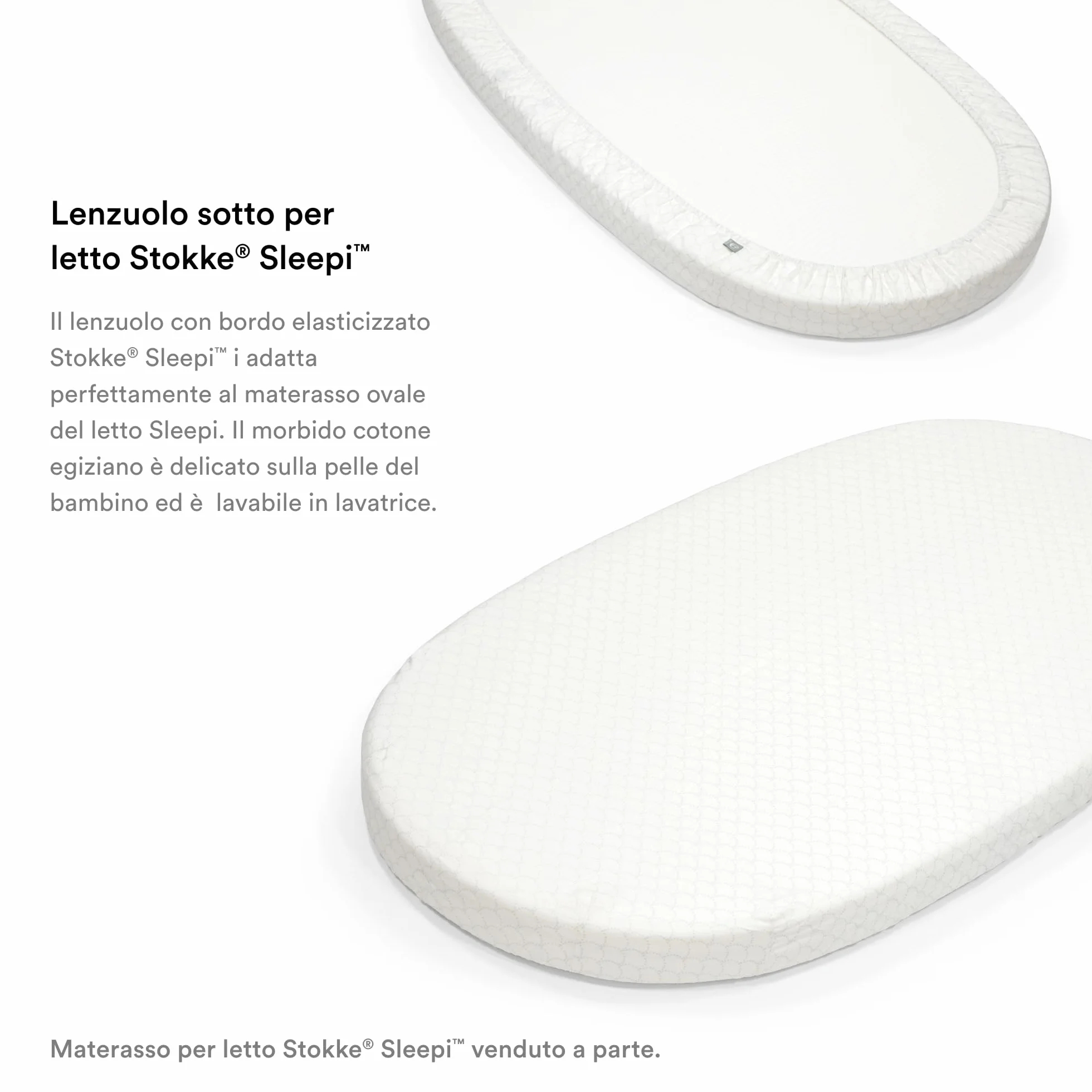 Stokke Lenzuolo sotto Sleepi, Fans Grey - Morbide lenzuola per sogni dolcissimi - Per i letti Sleepi - 100% morbido percalle di cotone - Lavabile