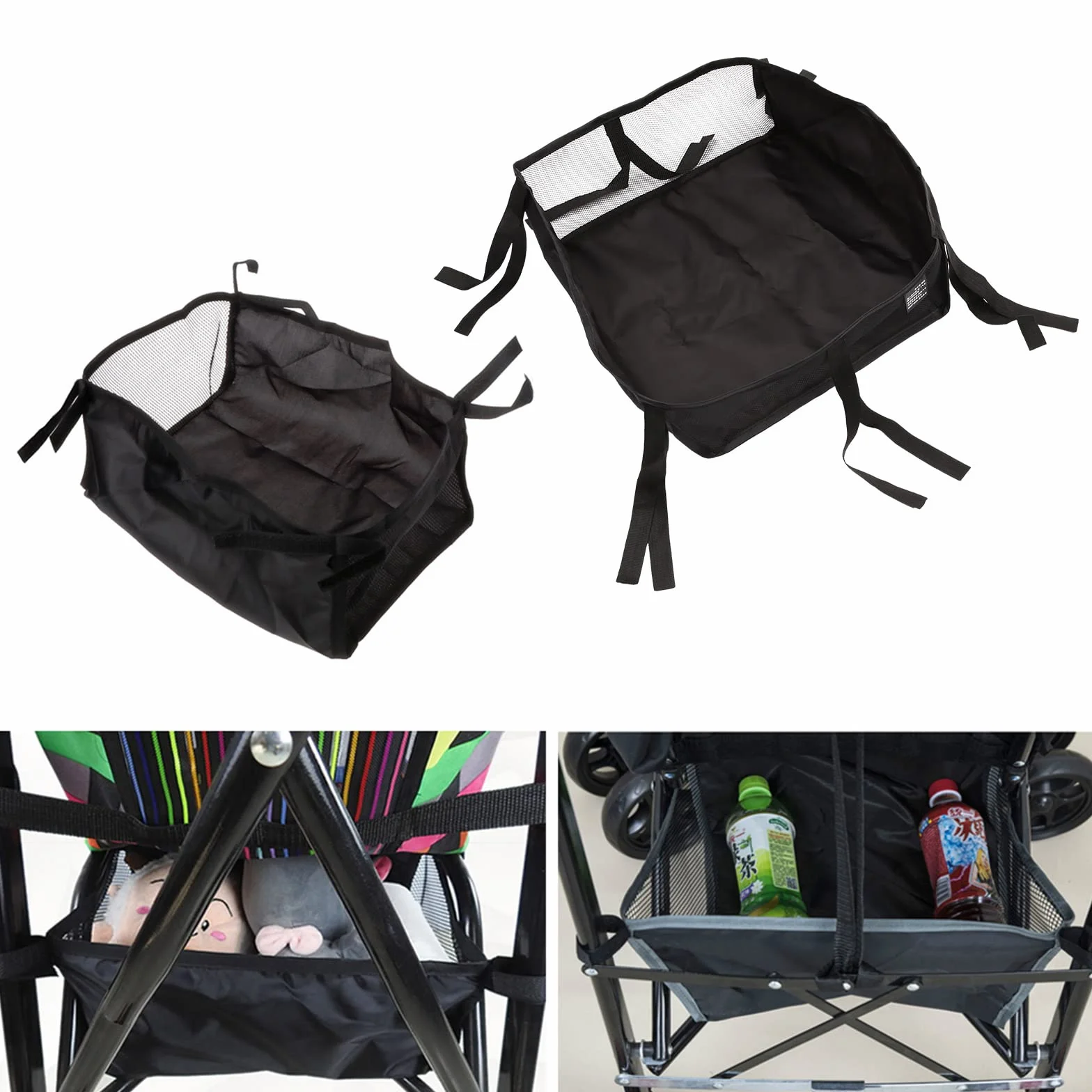 Cestino portaoggetti per passeggino, cestino da appendere al passeggino, grande e piccolo, facile da installare, borsa portatile per carrozzina