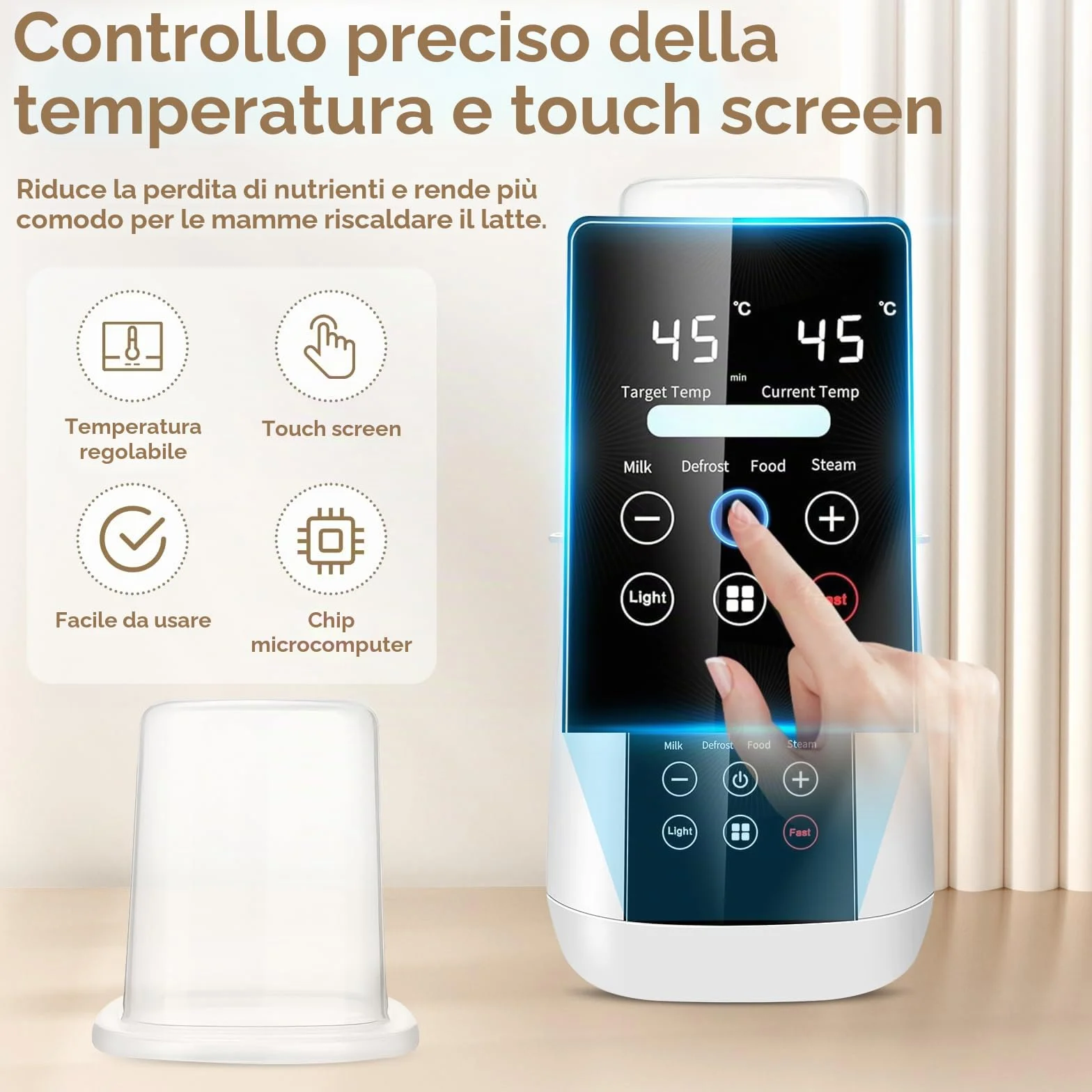 Scaldabiberon e Sterilizzatore 2 in 1, 6-in-1 Multifunzione per Biberon, Scalda e Scongela Biberon, Riscaldatore Di Alimenti Per Bambini con Modalità Rapida e Spegnimento Automatico