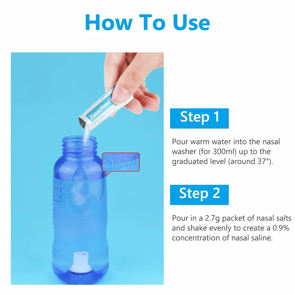 URAQT Sale Lavaggio Nasale, 120 Pezzi Sale per Lavaggio Naso Sali per Irrigazione Nasale, Wash Salt Lavaggio Nasali per Pulizia del Naso, Irrigatore Nasale, Neti Pot