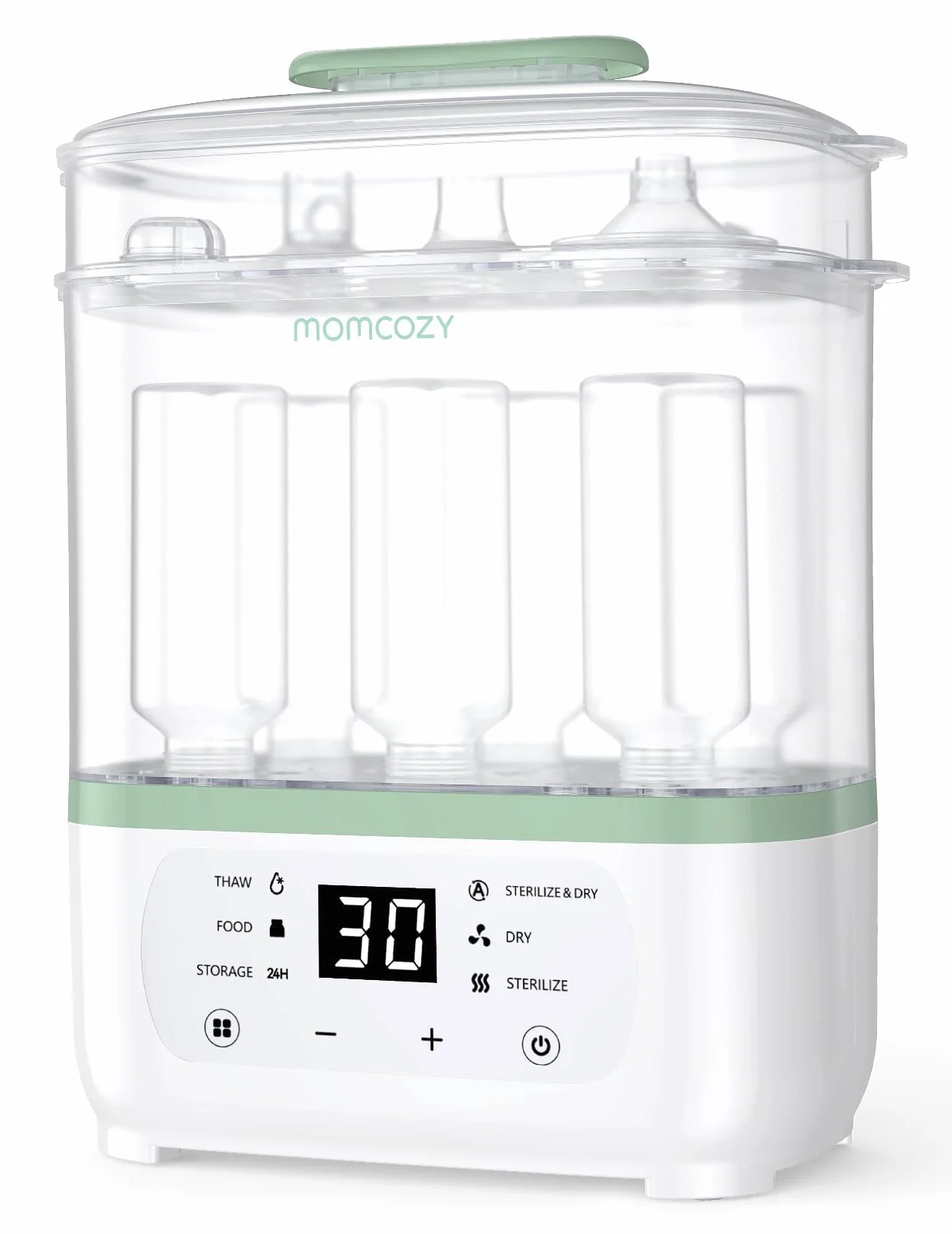 Momcozy Sterilizzatore Biberon Elettrico a Vapore 3-in-1 – Sterilizza, Asciuga e Riscalda, Elimina Molti Batteri Comuni In Vari Scenari d’Uso, Capacità 8 Biberon, Protezione Antigermi 24h