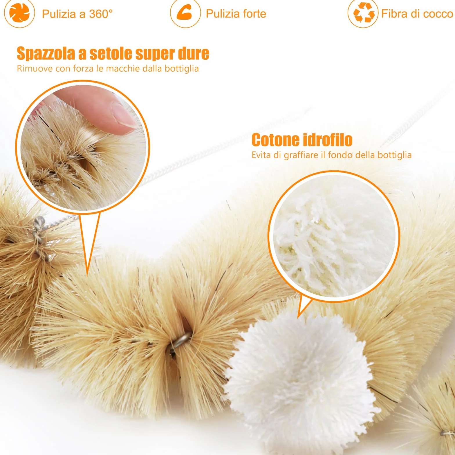 Masthome Scovolino per Bottiglie 9 Pz, Spazzola per Bottiglie con Manico Lungo, Scovolini per Pulisci Bottiglie di Vetro, Scovolino per Lava Bottiglie Borraccia Tazza Paglia Thermos