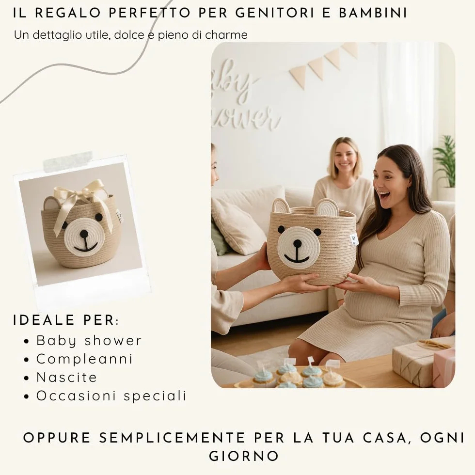 BELMIN Cesta Giochi Bambini Ø35cm – Cesto Portaoggetti Capiente e Stabile, Perfetto come Porta Peluche e Contenitore per la Cameretta
