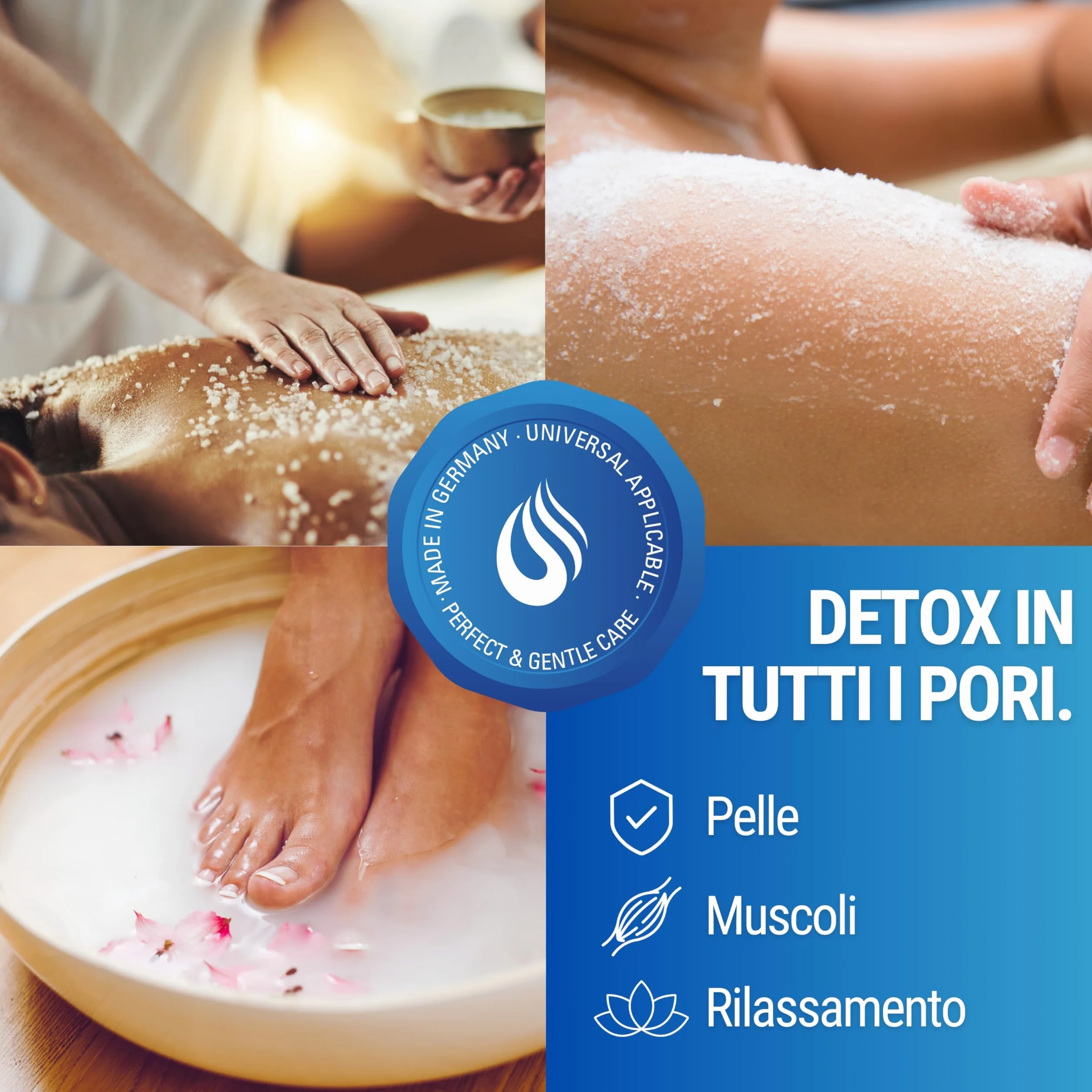Maxxi Clean | 900 g di sale Epsom altamente puro | Sale da bagno per benessere e peeling del corpo | Solfato di magnesio per muscoli, pelle e anima | Magnesio adatto alla cura del giardino