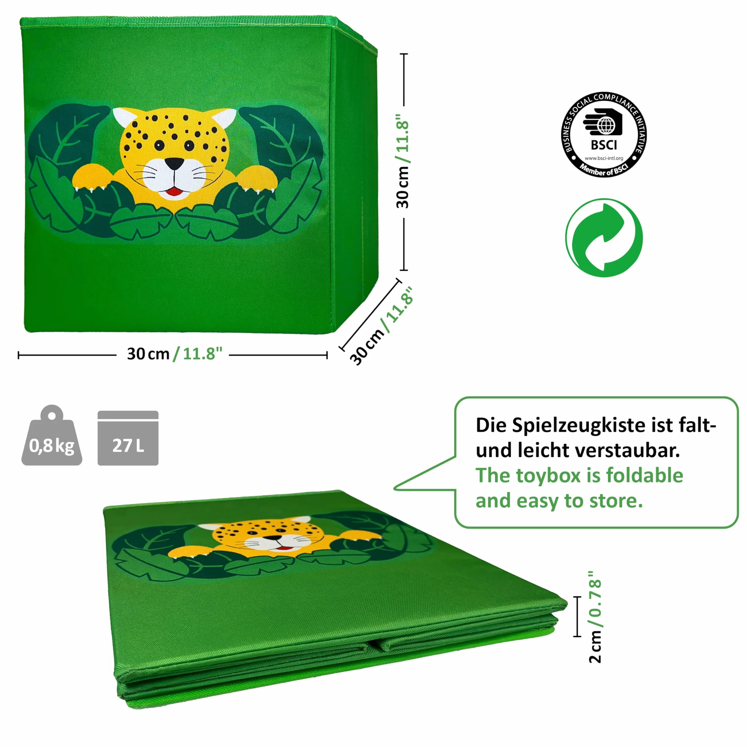 Scatola giocattolo Dschungel, 27 l (4 pezzi) per giocattoli, scatola per bambini, contenitore per animali di peluche, cestino per giocattoli