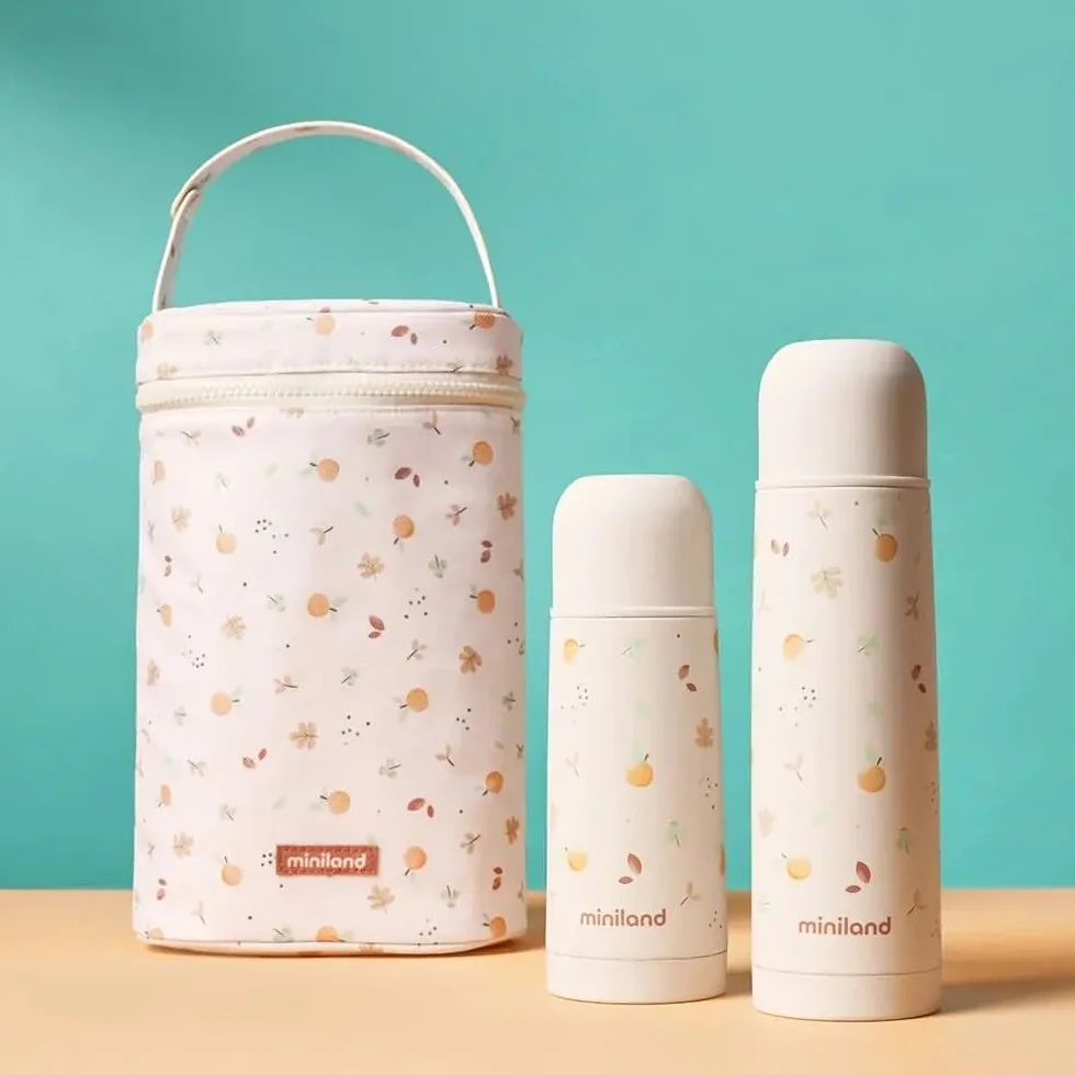 Miniland - Borsa Isotermica per Termos e Biberon Thermibag Double | Custodia Termica Porta Biberon e Bevande | Borsa da Trasporto con Manico, Chiusura a Cerniera e Isolamento Extra (Valencia)