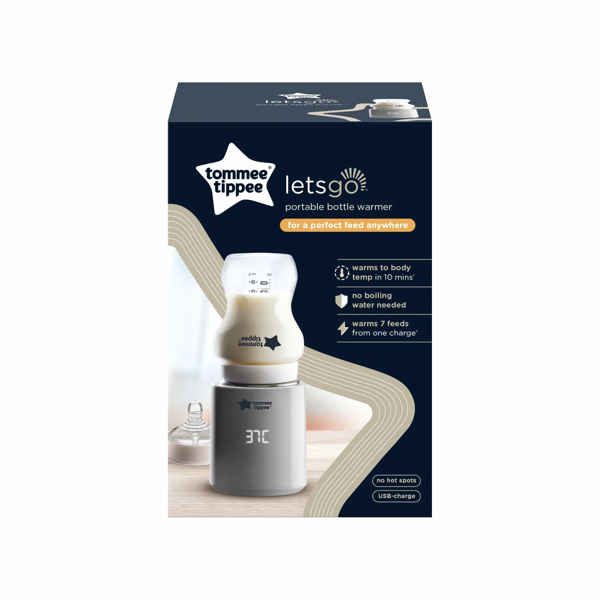 Tommee Tippee Scaldabiberon LetsGo Portatile, Ricaricabile con USB, Scaldabiberon Elettrico, Leggero e Comodo Per il Viaggio