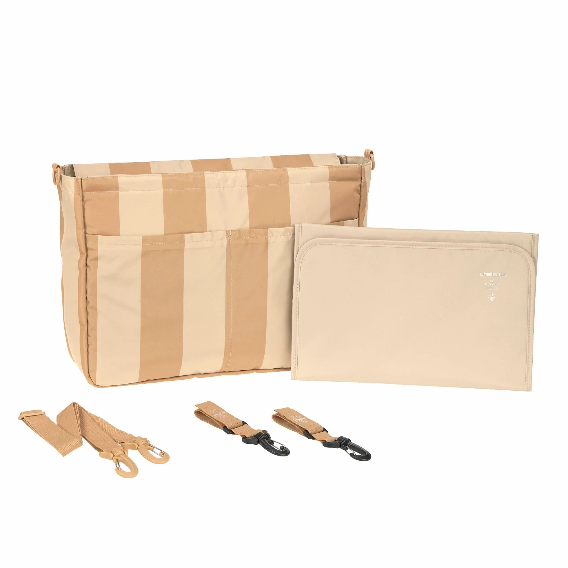 LÄSSIG Organizzatore per carrozzina per bebè Organizzatore per borsa con attacco per carrozzina e tracolla/Casual MIX Multi Bag beige/camel