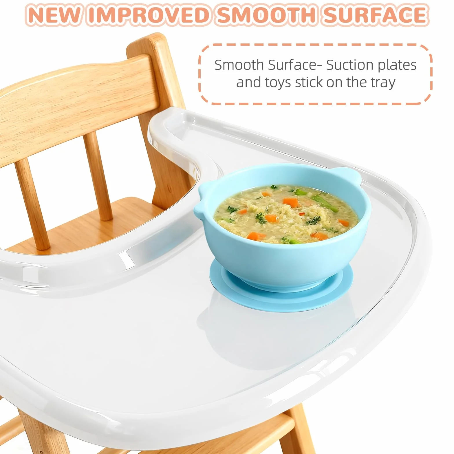 Vassoio compatibile con sedia Stokke Tripp Trapp, superficie liscia e forte assorbenza, 100% senza BPA, facile da montare, accessorio per seggiolone per bambini da 6 a 36 mesi, bianco