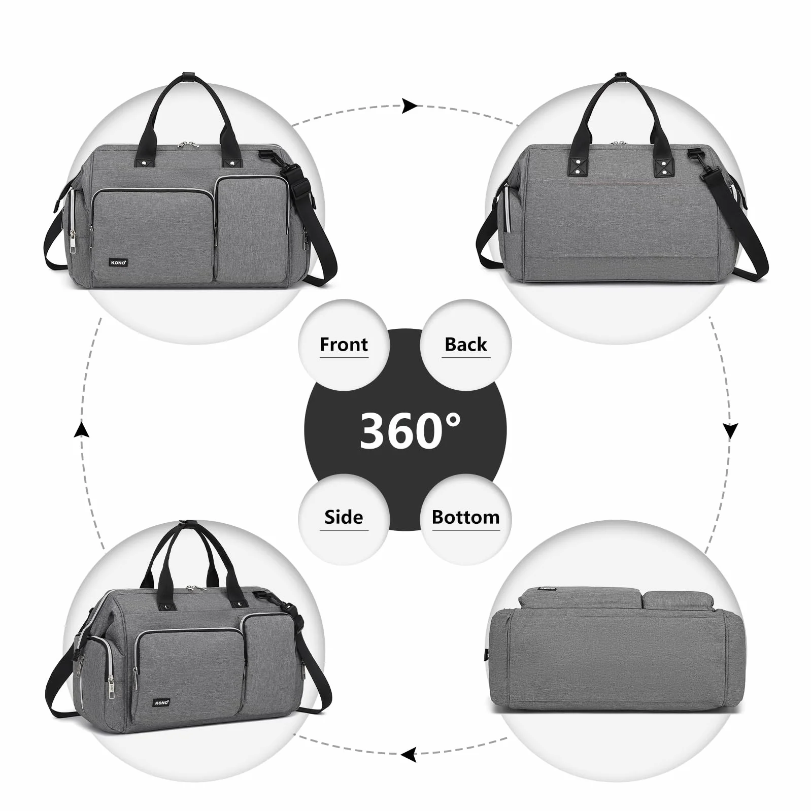 KONO Borsa per pannolini per mamma e papà, grande borsa da viaggio con fasciatoio