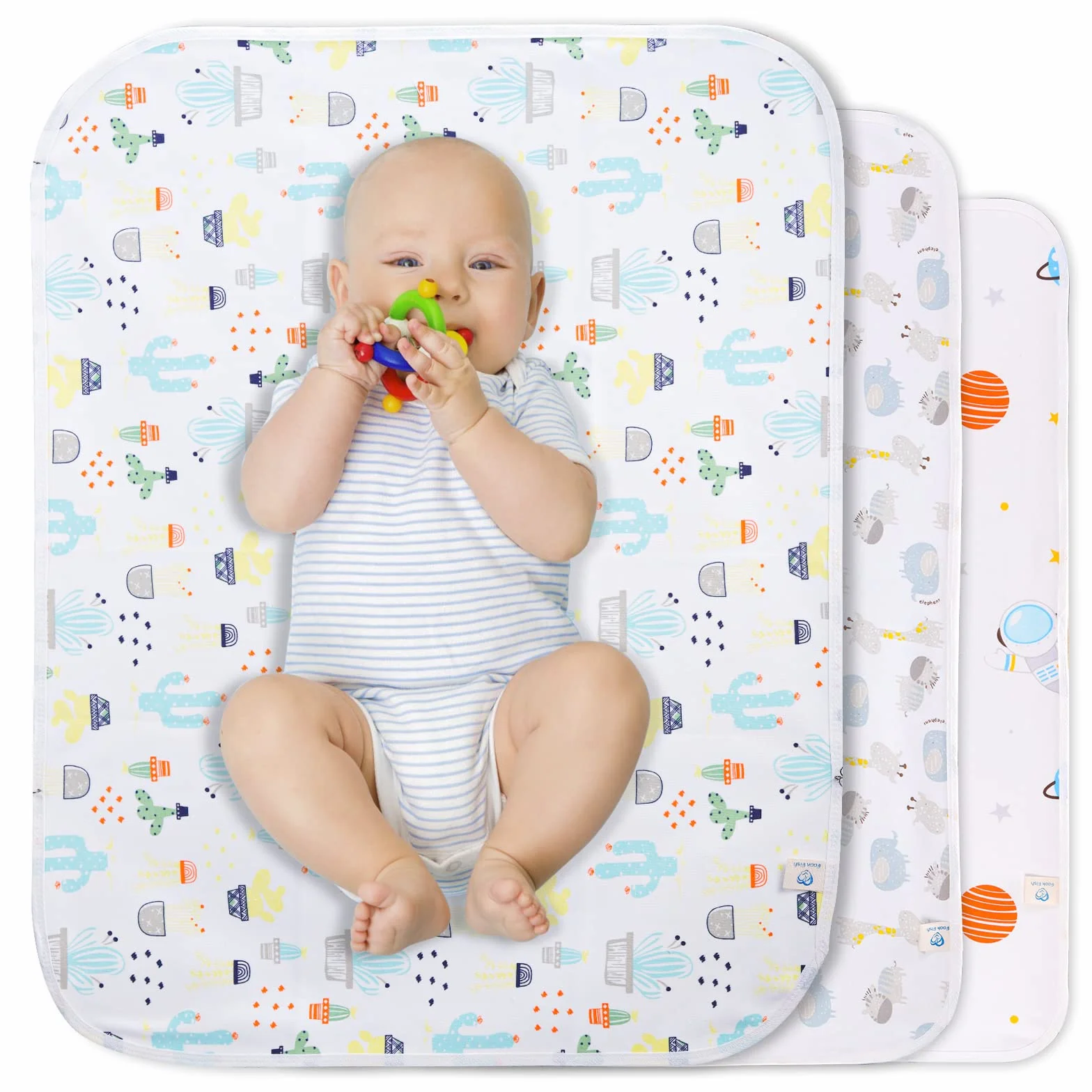 Fasciatoio Portatile Pieghevole e impermeabile Fasciatoio per bambini tappetino per fasciatoio impermeabile confezione da 2 materassini lavabili riutilizzabili sotto cuscinetti per fasciatoio 70x96cm