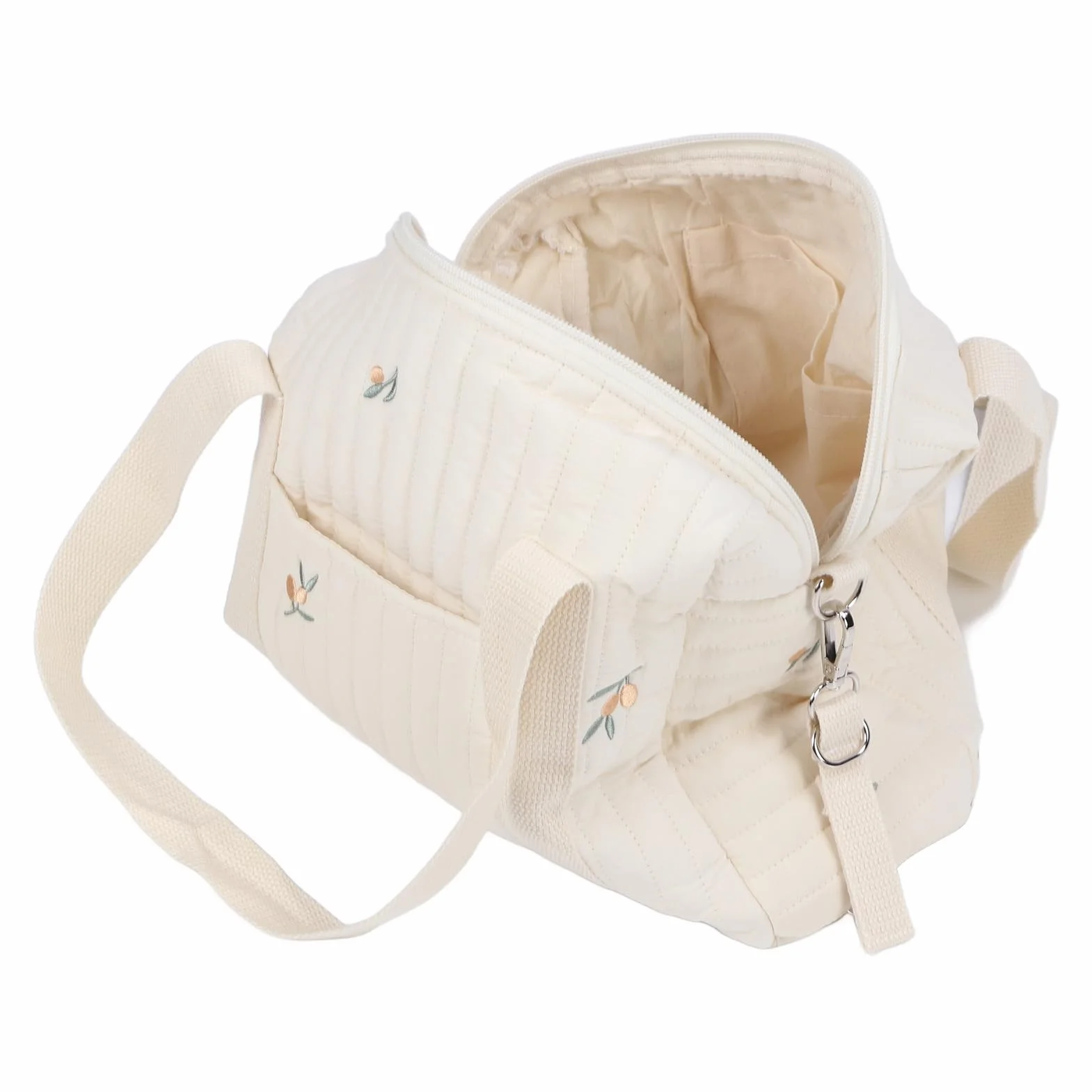 BORDSTRACT Borsa Portaoggetti Multifunzionale Per Passeggino, Borsa Riutilizzabile con Ricamo con Cerniera Borsa Per Pannolini Tasca con Cerniera di Grande Capacità Resistente(oliva)