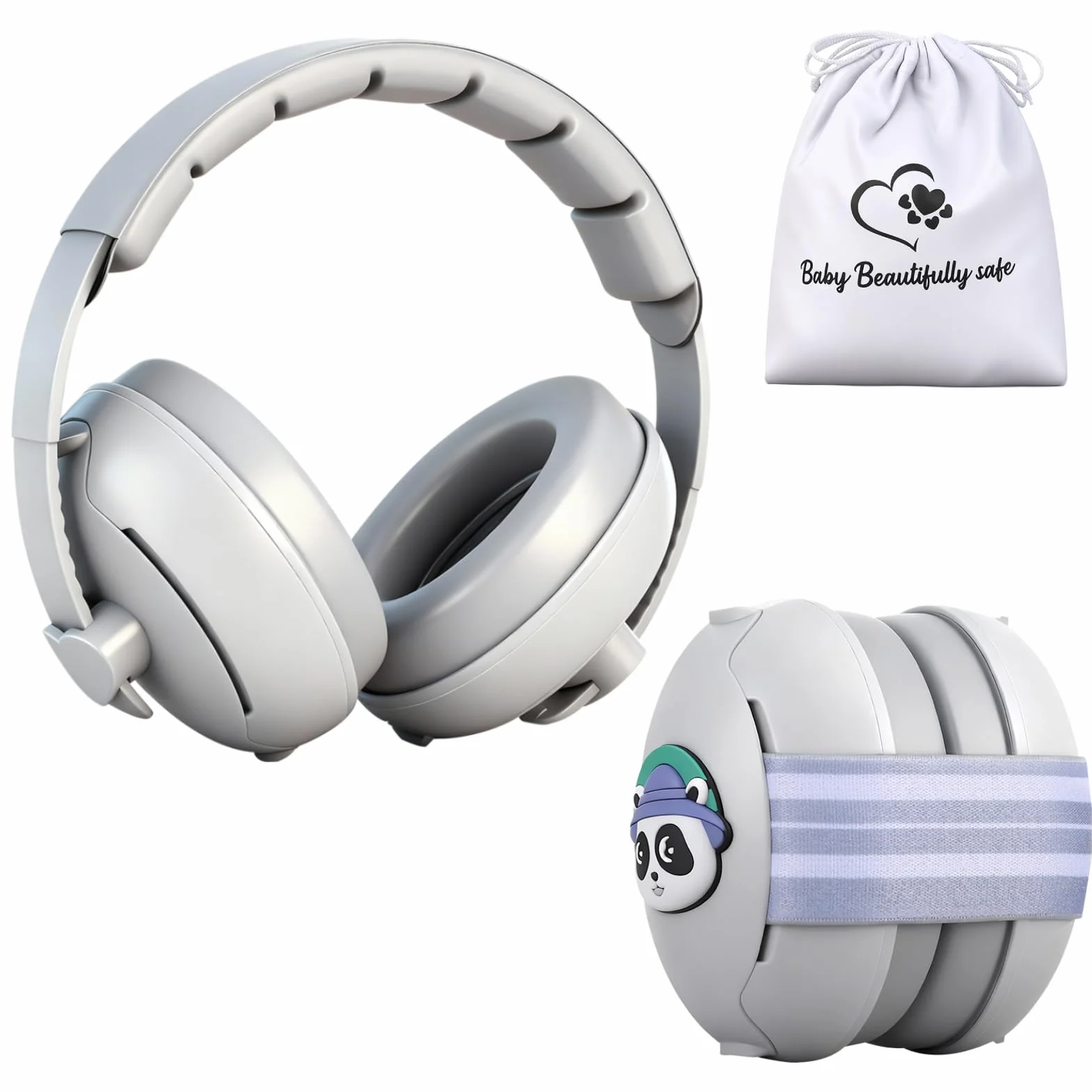 Zocipro 2 in 1 Cuffie Neonato Antirumore, Paraorecchie con Archetto Regolabile, Cuffie Rumore Neonato per Protezione Uditiva e Sonno, Cuffie per Neonati Antirumore, per neonati fino a 48 mesi