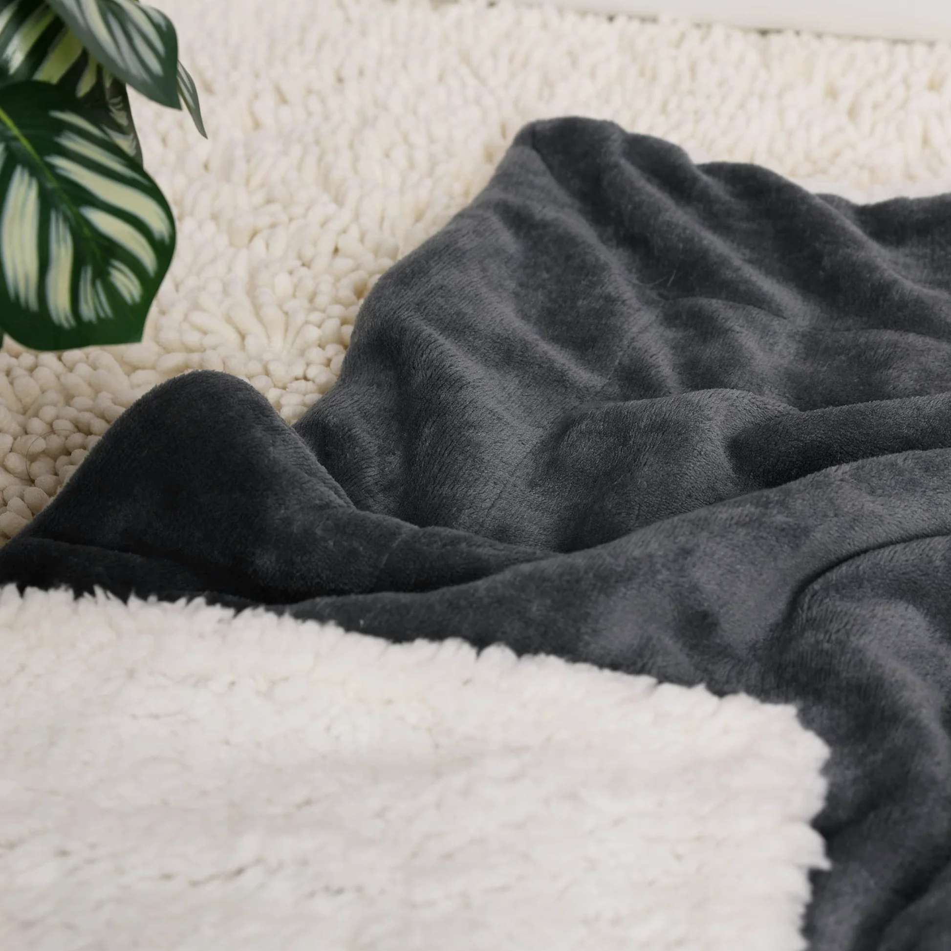 NANPIPER Coperta Sherpa per bambini, calda coperta in morbido pile per neonati (grigio, 76 x 101 cm)