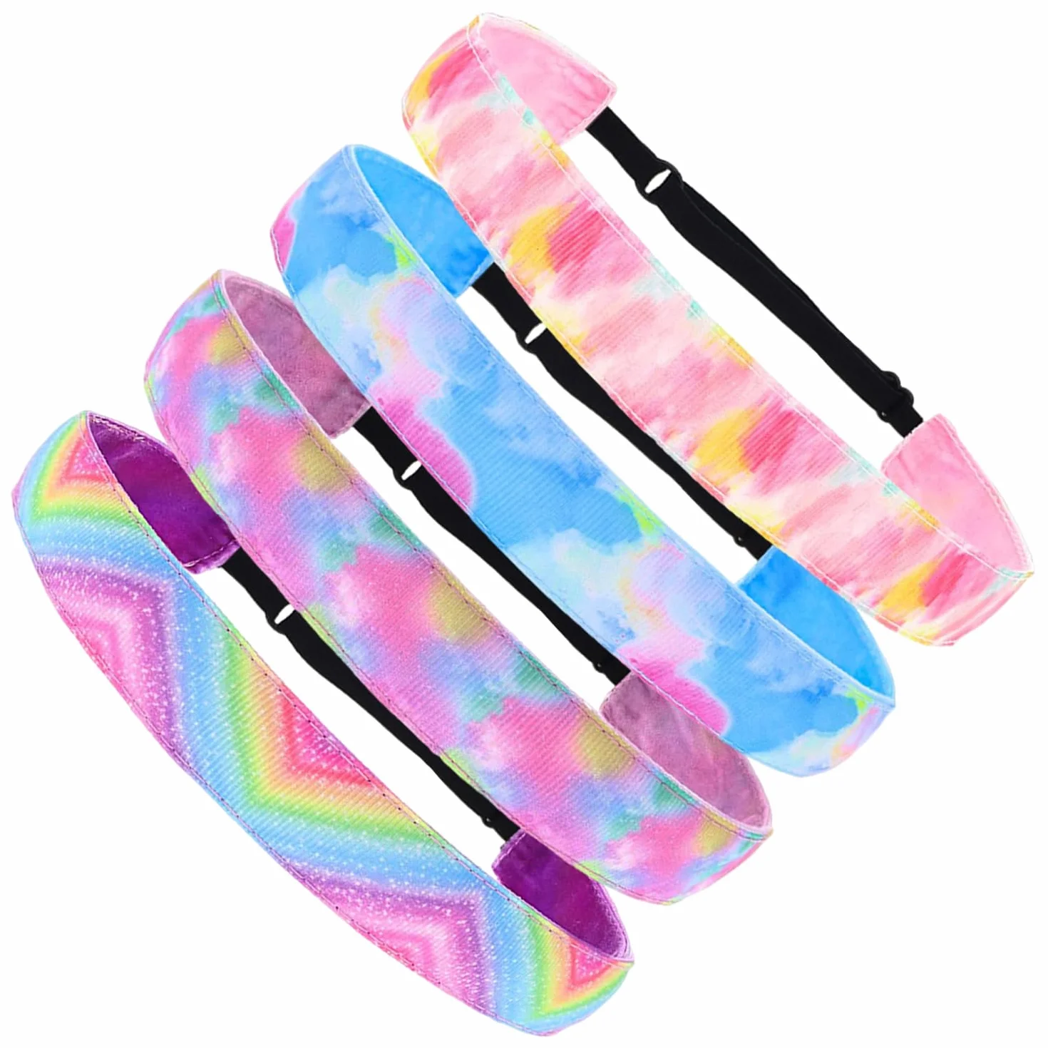 4 Elastici per Capelli per Ragazze e Bambini, Fascia per il Sudore per la Corsa, Sportiva Antiscivolo, Colorata alla Moda