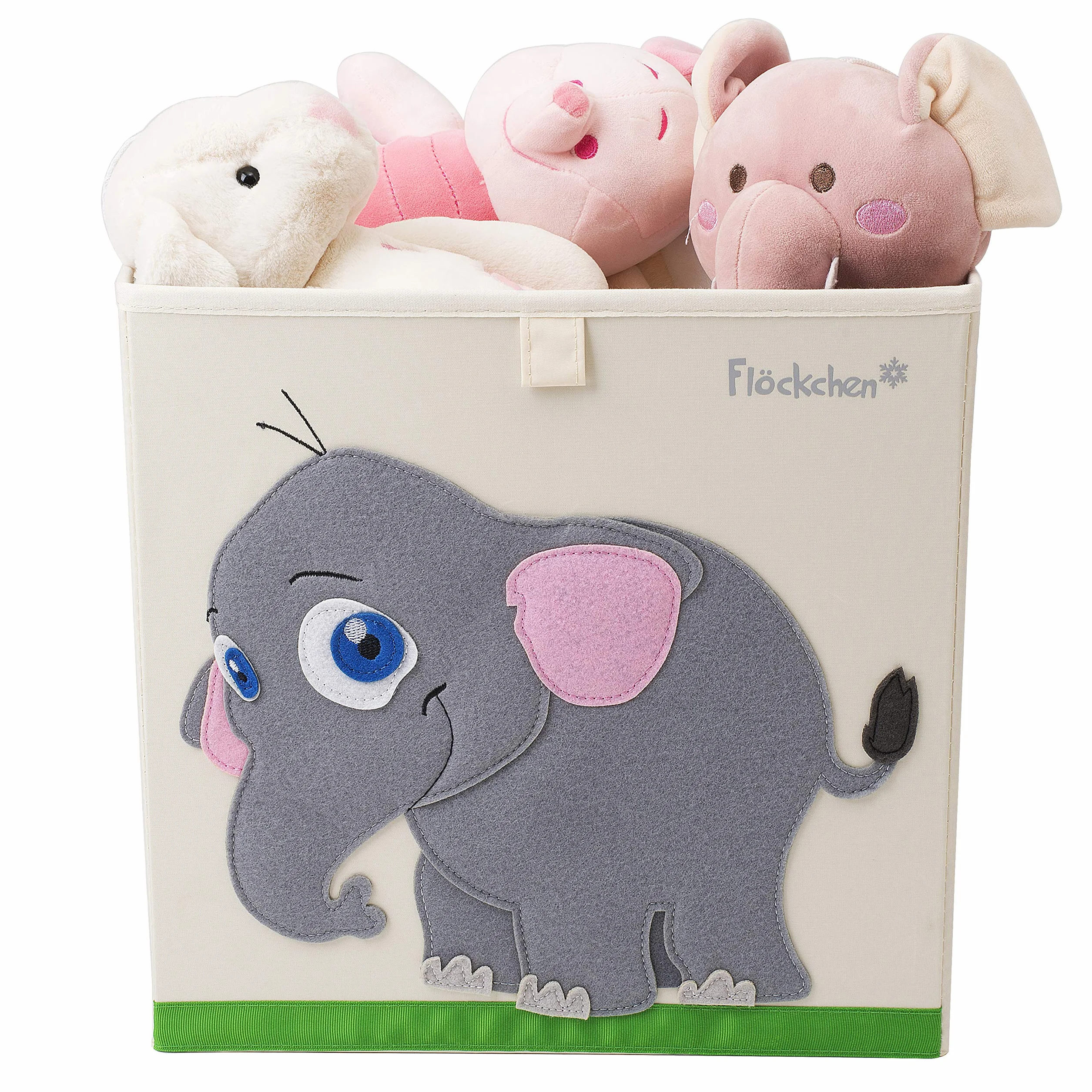 Scatola portaoggetti per bambini, scatola per giocattoli per la cameretta dei bambini, 33 x 33 x 33 cm, adatta allo scaffale Kallax, motivo animali (Emilia der Elefant)