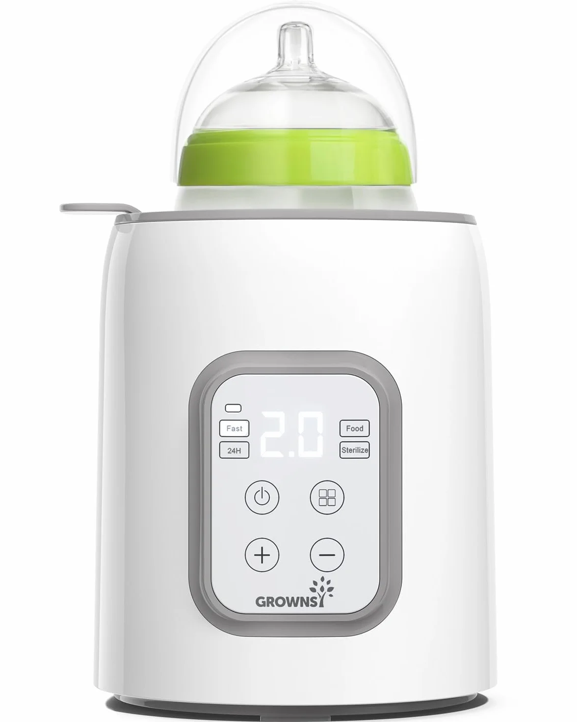 GROWNSY Scaldabiberon 10-in-1 Veloce con Timer per Latte Materno o Formula, Controllo Preciso della Temperatura, Funzioni di Scongelamento, Sterilizzazione, Mantenimento Caldo e Riscaldamento Pappe