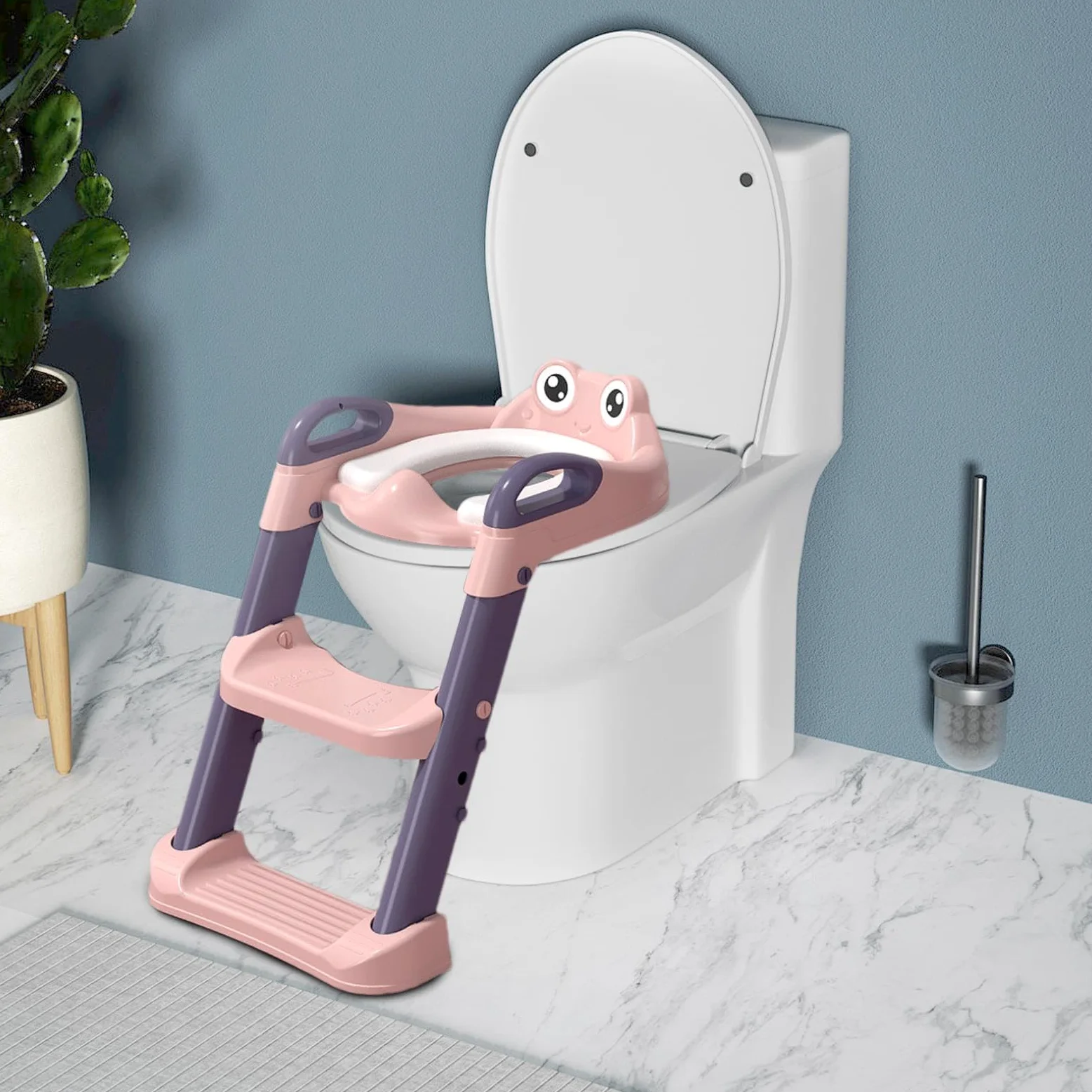 Scaletta WC per bambini piccoli, vasino con gradini Sgabello per vasino | Scale per vasino Gradini antiscivolo, maniglie impermeabili sopra le scale del WC, per bambini e bambine da 1