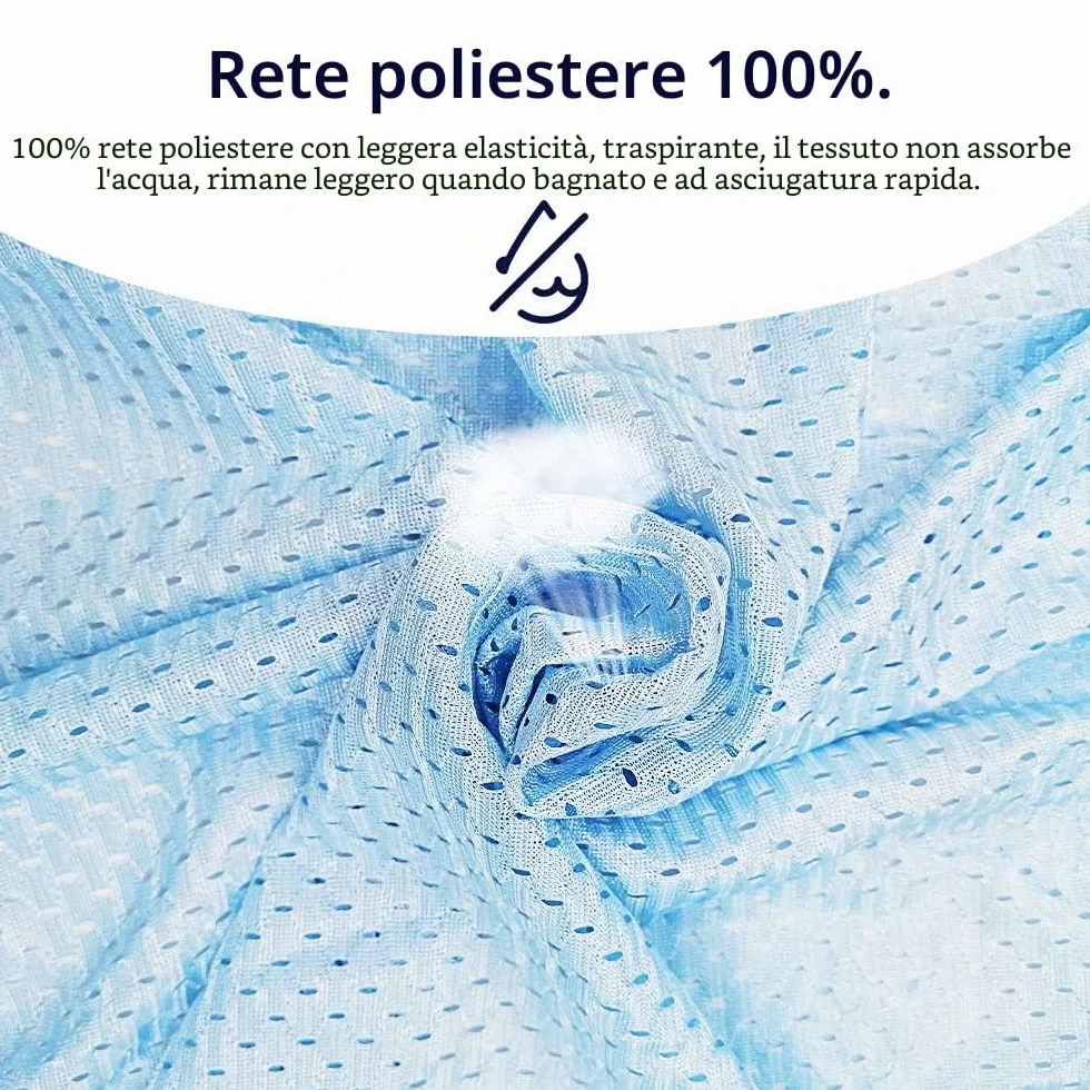 Fascia per bebè regolabile, con anello ad acqua, traspirante, ad asciugatura rapida, in tessuto a rete, perfetto per l'estate, il nuoto, la piscina, la spiaggia (azzurro)