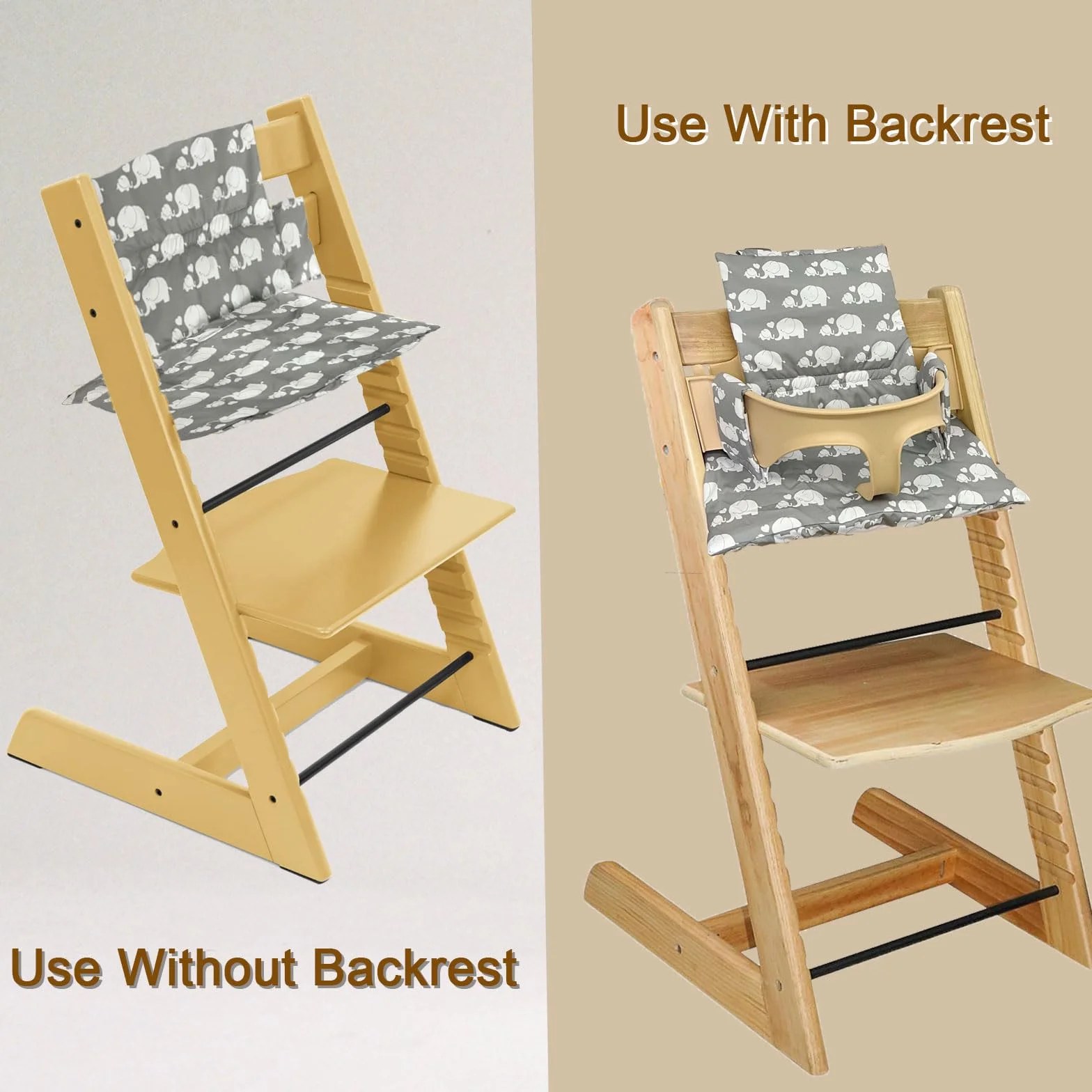 Cuscini per Seggiolone Tripp Trapp Stokke, Antiscivolo Cuscino per seggiolone, cuscino per seggiolino in cotone biologico, Bambini Fodera di ricambio per seggiolone con borsa portaoggetti (04)