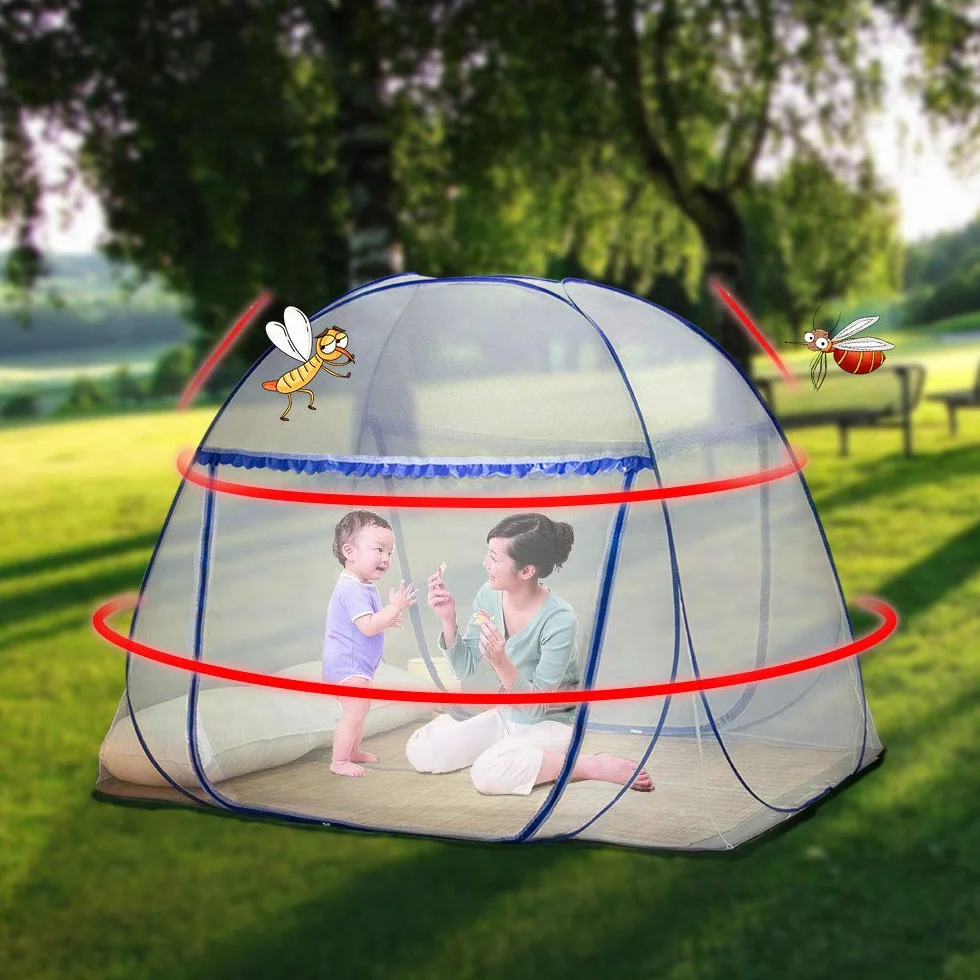 Zanzariera pop up per letto matrimoniale, 120 x 190 x 140 cm, grande tenda portatile da viaggio con doppia porta con cerniera, facile installazione, maglia fine, per camera da letto, campeggio