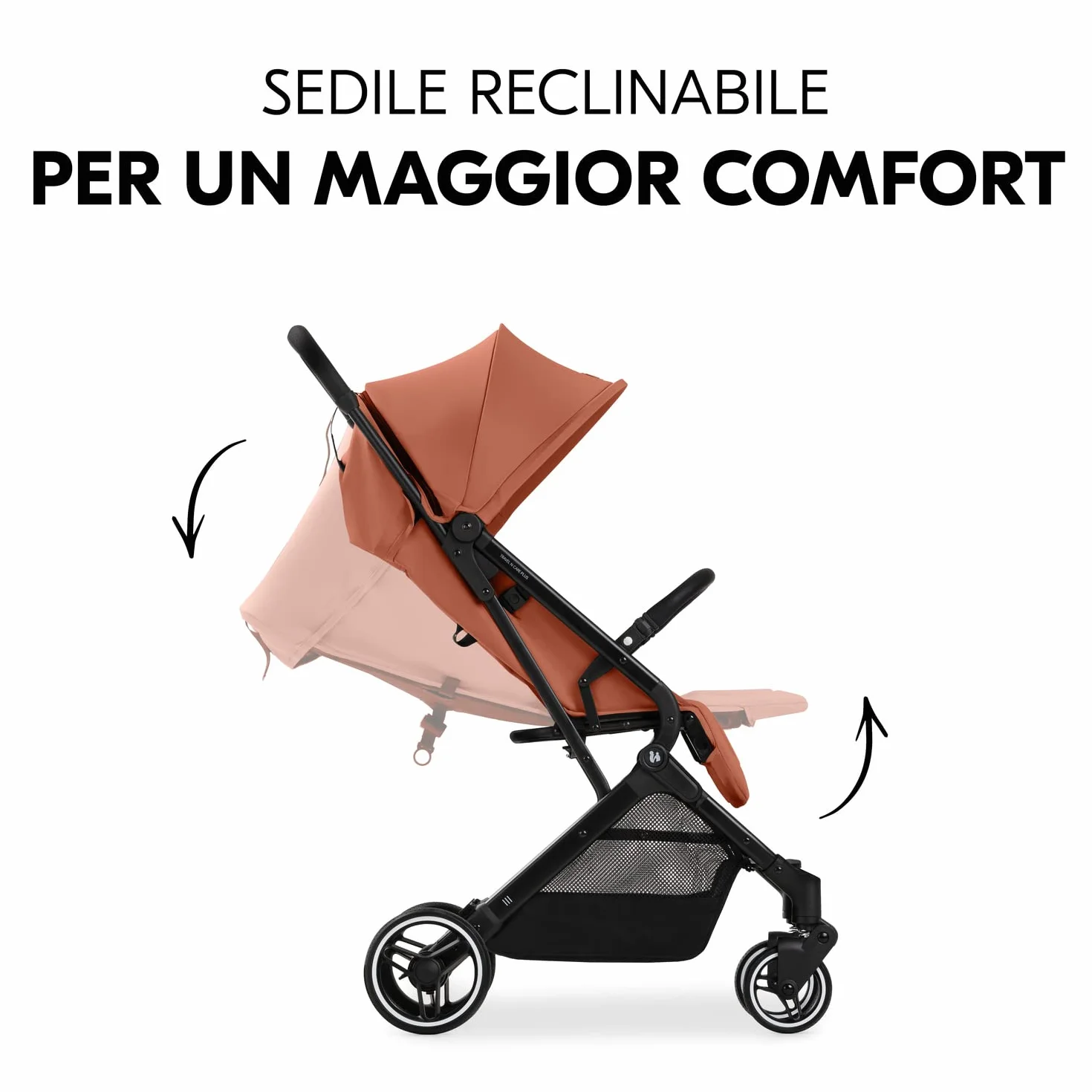 hauck Travel N Care Plus, Arancione - Passeggino da Viaggio Leggero dalla Nascita fino a 22 kg - Tessuti Stretch e Cuscino - Reclinabile, Compatto e Richiudibile - Cappottina UPF 50+ Finestre in Rete