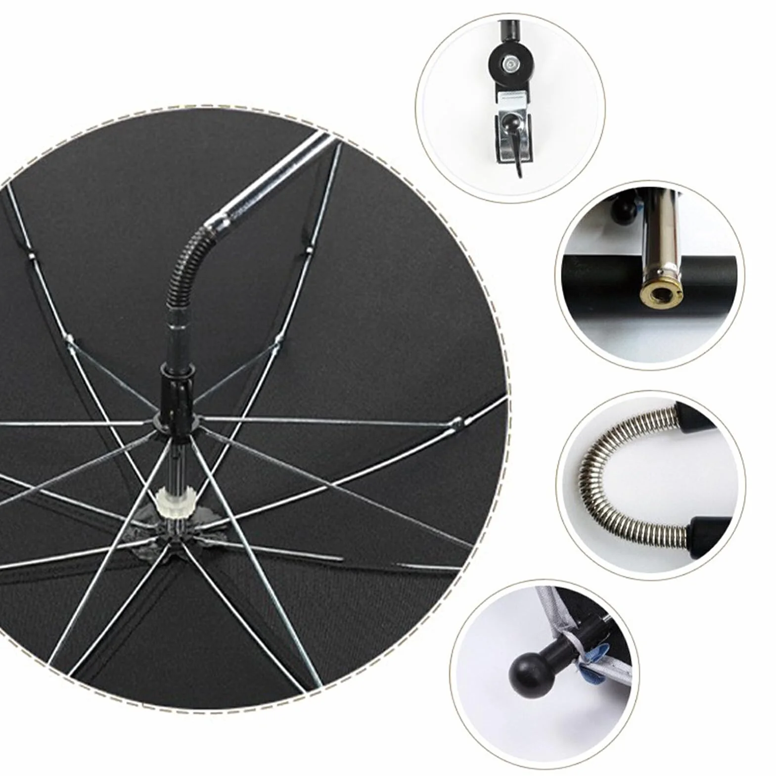 Ombrello Universale per Passeggino da 30 Pollici con Morsetto Protezione UV Regolabile Parasole per Passeggino per Carrello Bici Sedia a Rotelle Sedia a Rotelle(Rosa)