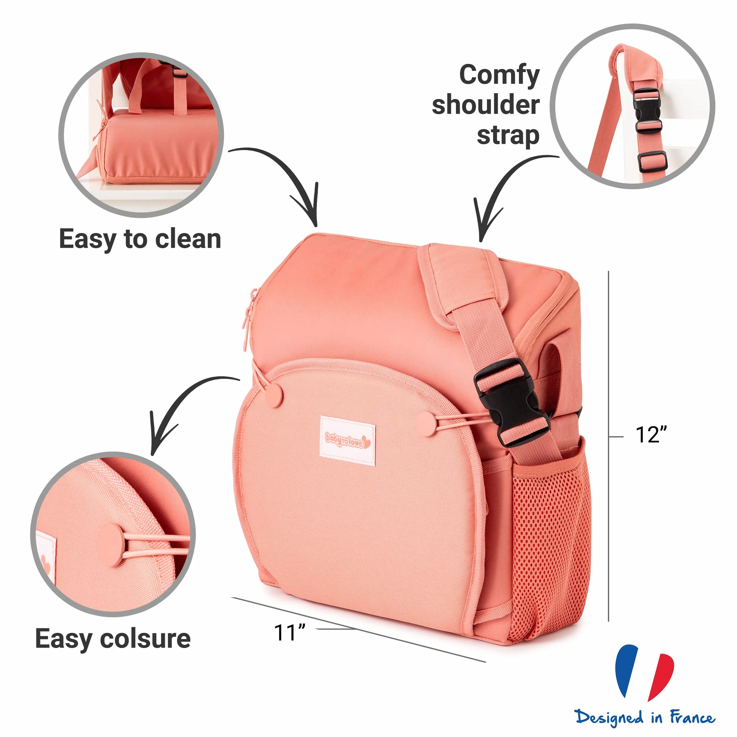 BabyToLove Seggiolino per bambini da viaggio e portaoggetti | Leggero in movimento e facile da trasportare | Rust