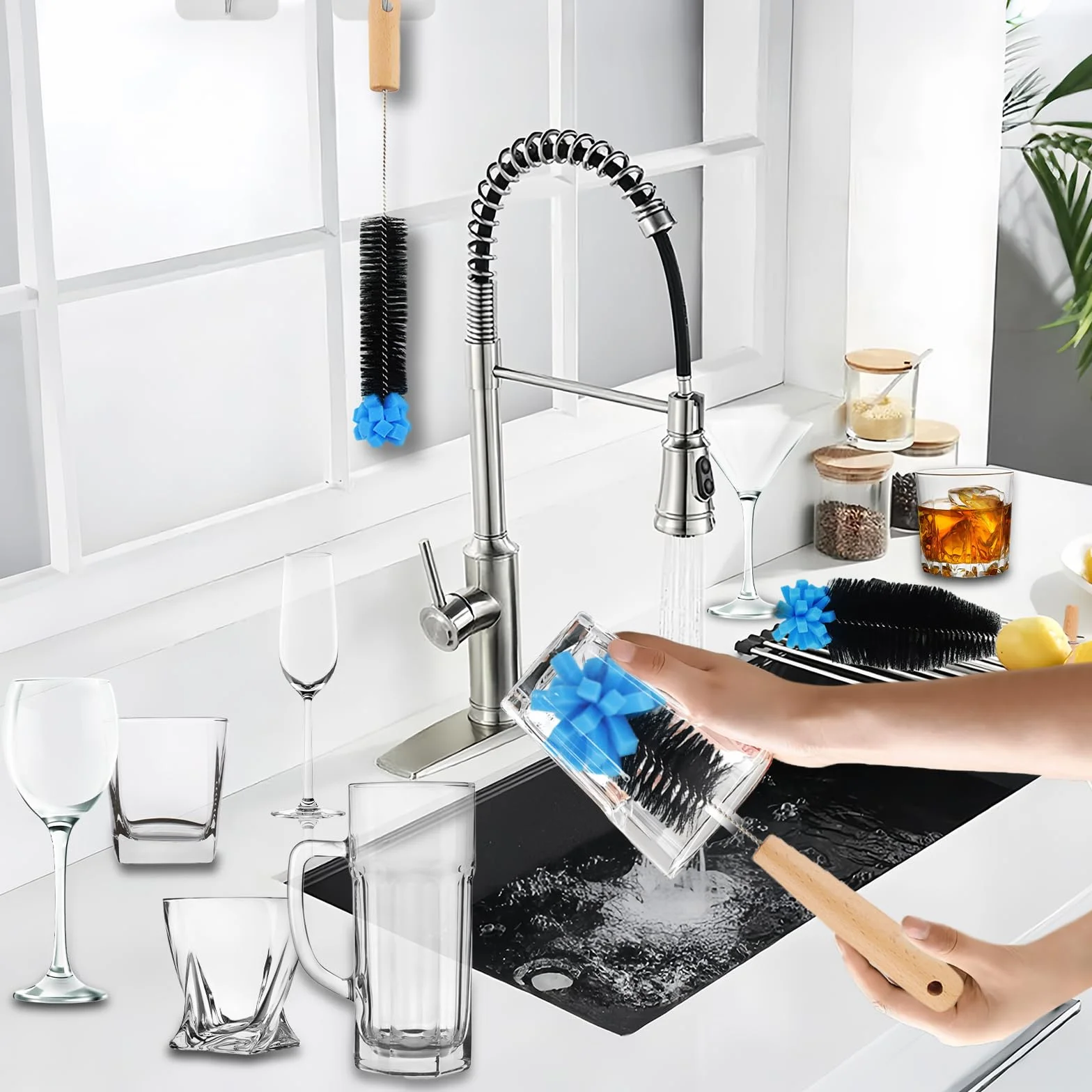 3 pcs Spazzole per Bottiglie, 35cm Spazzola per Lavare le Bottiglie di Vetro, dellyy Spazzola per Bottiglie Borracce, Spazzola per Bottiglie d'Acqua per Bottiglie di Vetro e Plastica