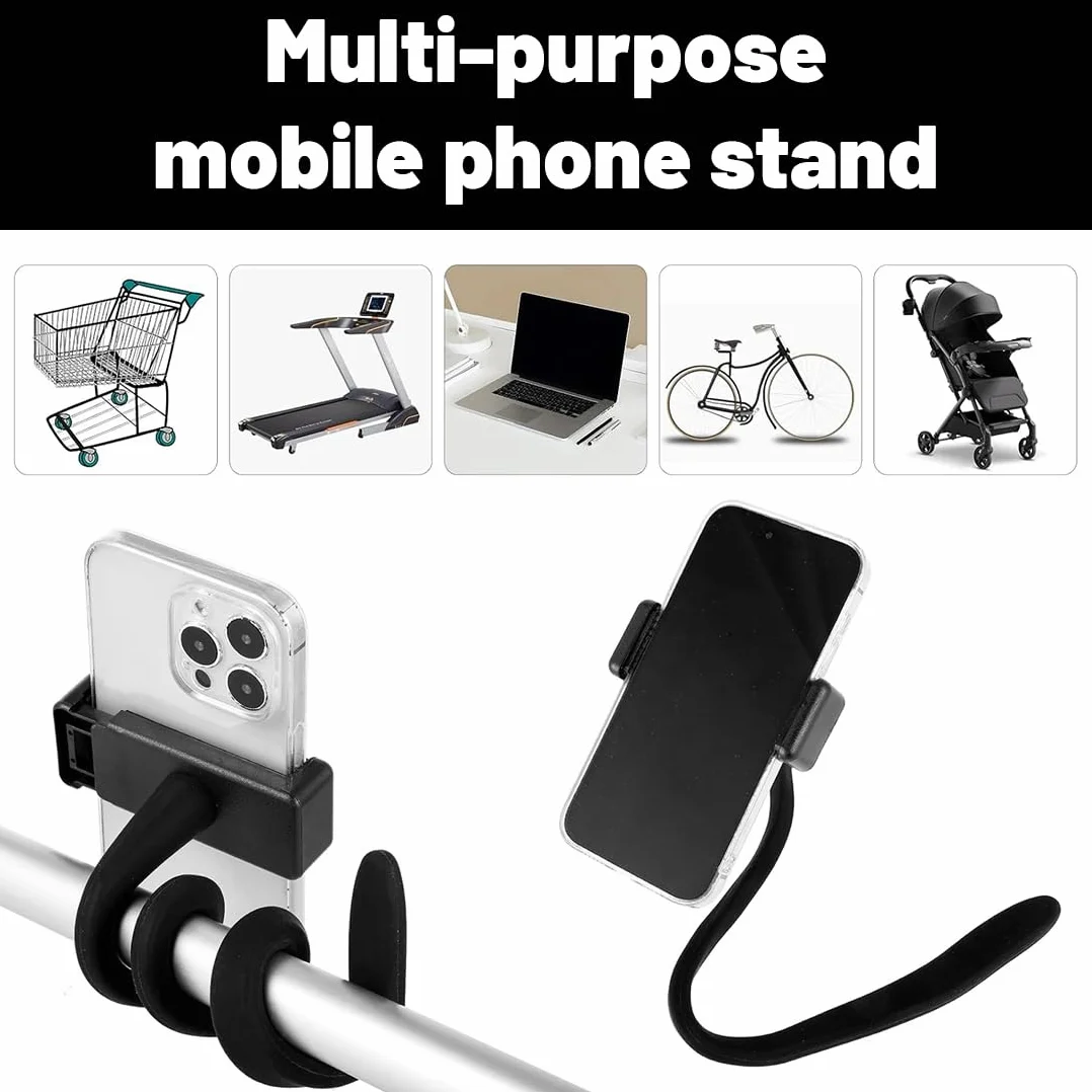 Supporto per Telefono Passeggino, con Impugnatura per Braccio Antiscivolo Lega Morbida Morsetto per Telefono,Flessibile Porta Cellulare per Passeggino per Passeggino Scrivania