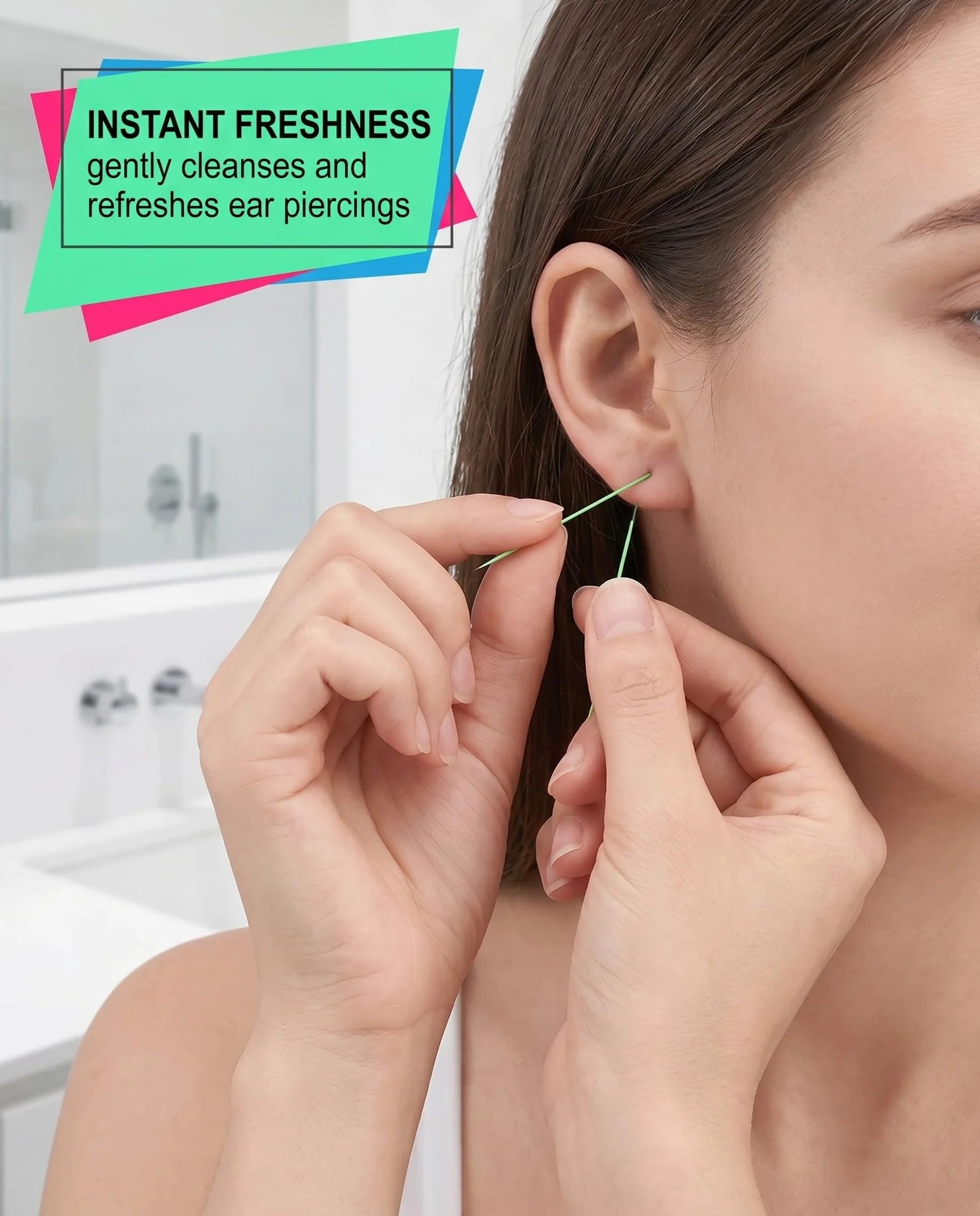 Filo per Pulizia Piercing Orecchio 360 Pezzi, 6 Colori | Monouso per Igiene Profonda e Cura, Elimina Odori per Orecchi Sensibili.