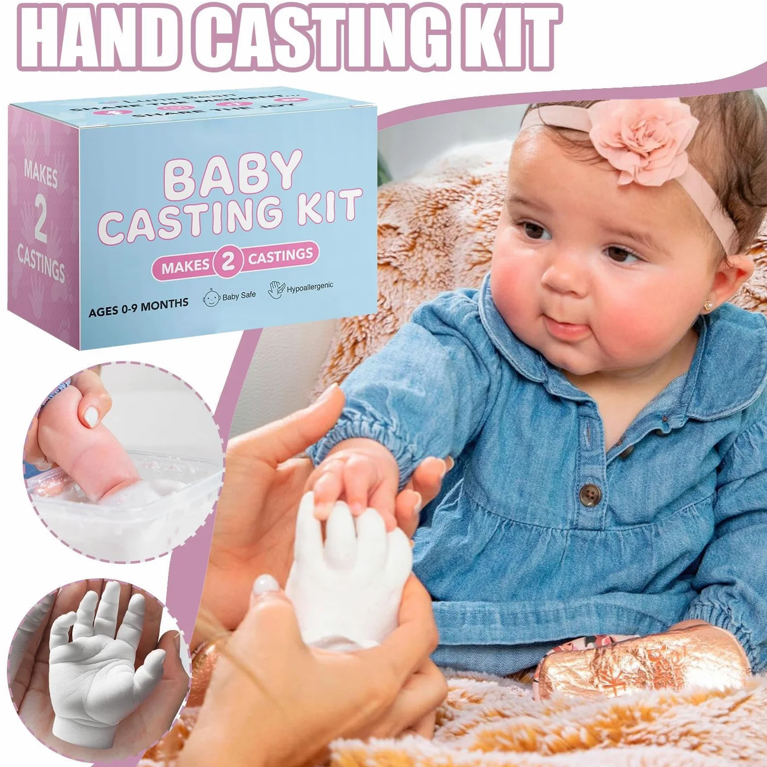 Kit Per Calco 3D Del Bebè Kit Per Impronte Del Piede Del Bambino | Footprint Molding Set for Christmas First Birthday Commemoration
