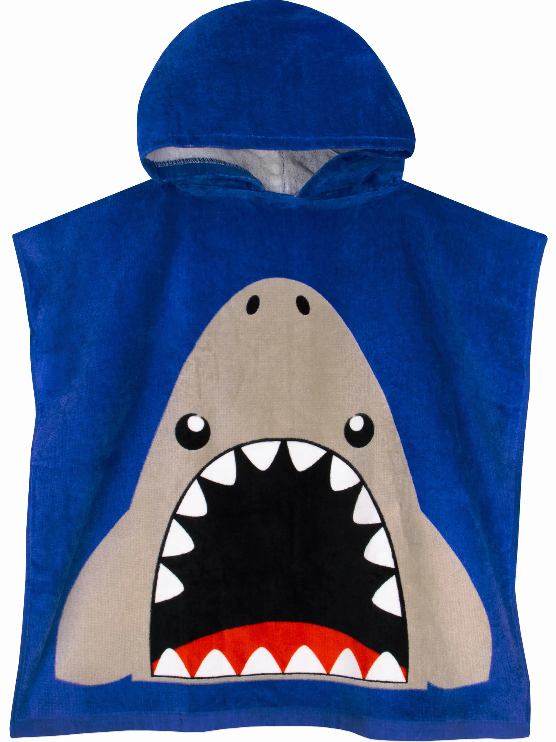 Harry Bear Poncho Mare Bambino, Accappatoio Ragazzo Con Cappuccio, Poncho Bambini Squalo, Accappatoio Bambino Cotone, Taglia Unica, Blu