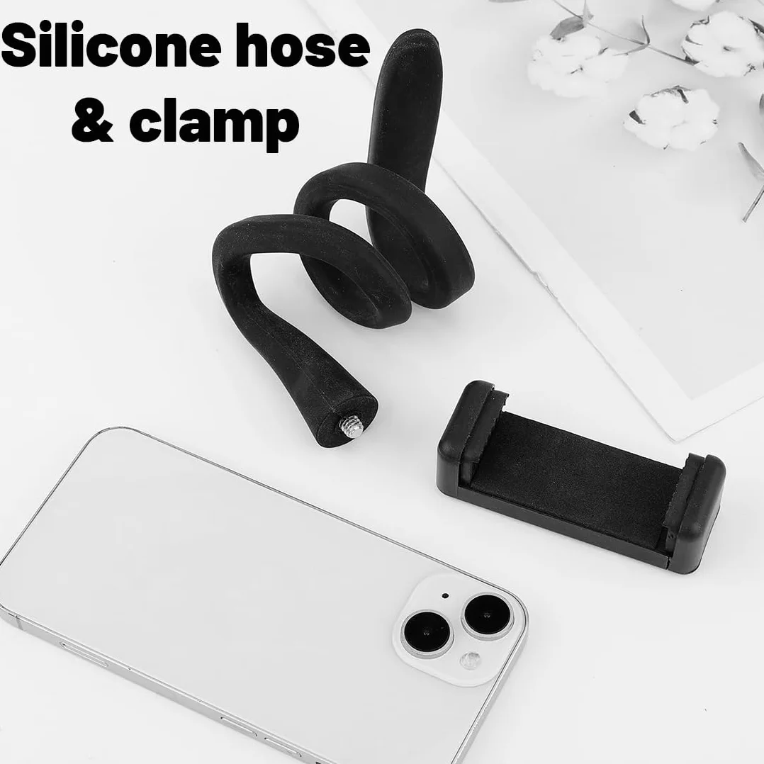 Supporto per Telefono Passeggino, con Impugnatura per Braccio Antiscivolo Lega Morbida Morsetto per Telefono,Flessibile Porta Cellulare per Passeggino per Passeggino Scrivania