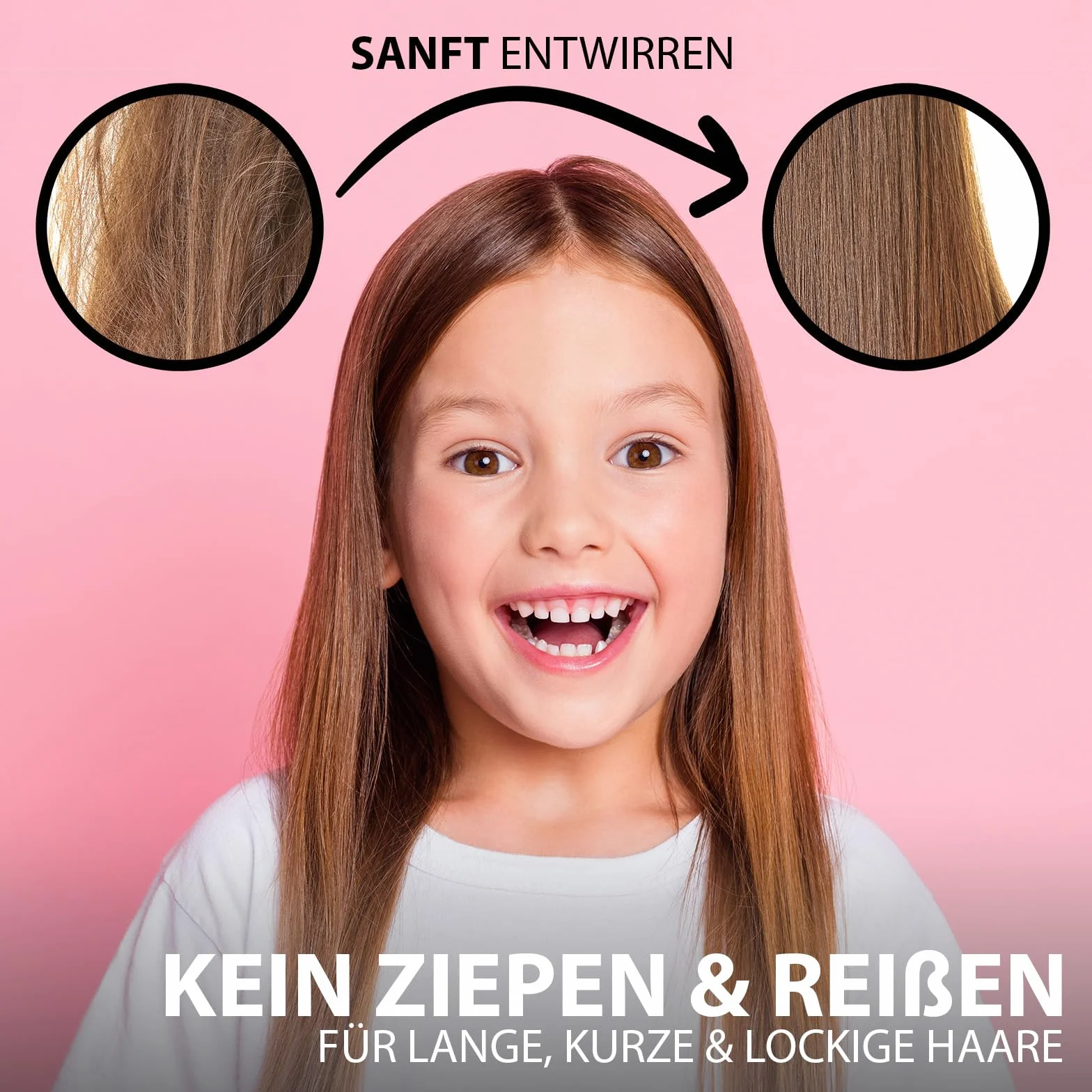 Spazzola per bambini in legno di bambù con setole di cinghiale | Kids Brush: senza tirare | Pettine massaggiante premium | Spazzola per capelli di Nouni