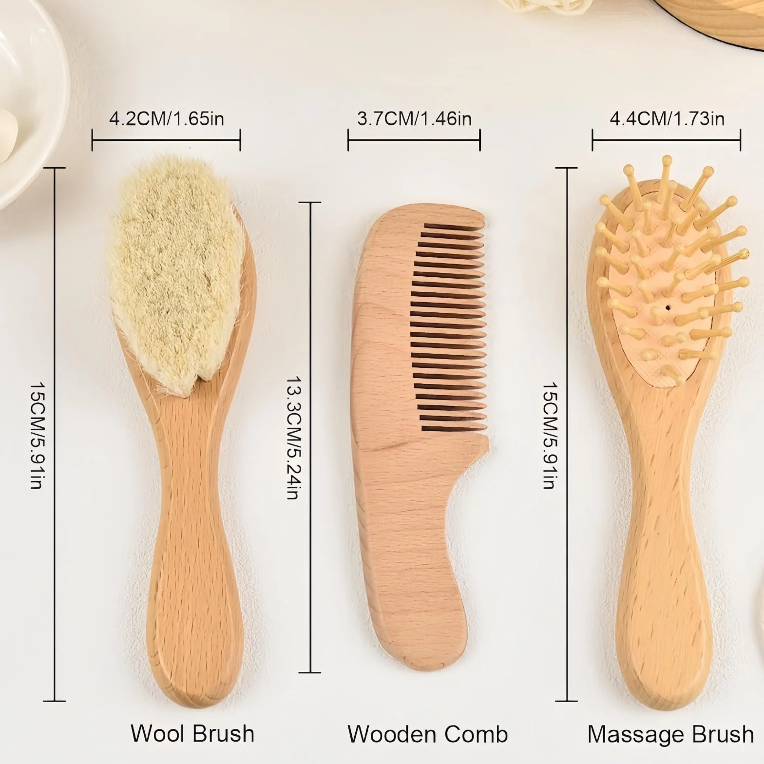 Set Personalizzato Di Spazzola E Pettine Per Bambini, Spazzola In Lana, Pettine In Legno Con Nome E Icona Incisi, Accessori Per Il Bagnetto, Regali Per Neonati