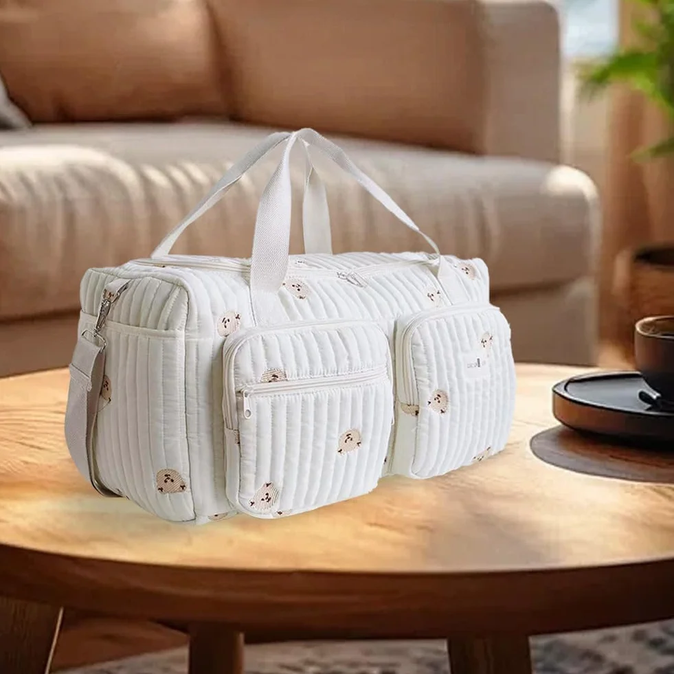 Borsa per pannolini, borsa a tracolla per mamma, leggera, trapuntata, grande, multifunzionale, da viaggio, per maternità e cambio del bambino, per ospedale e fine settimana