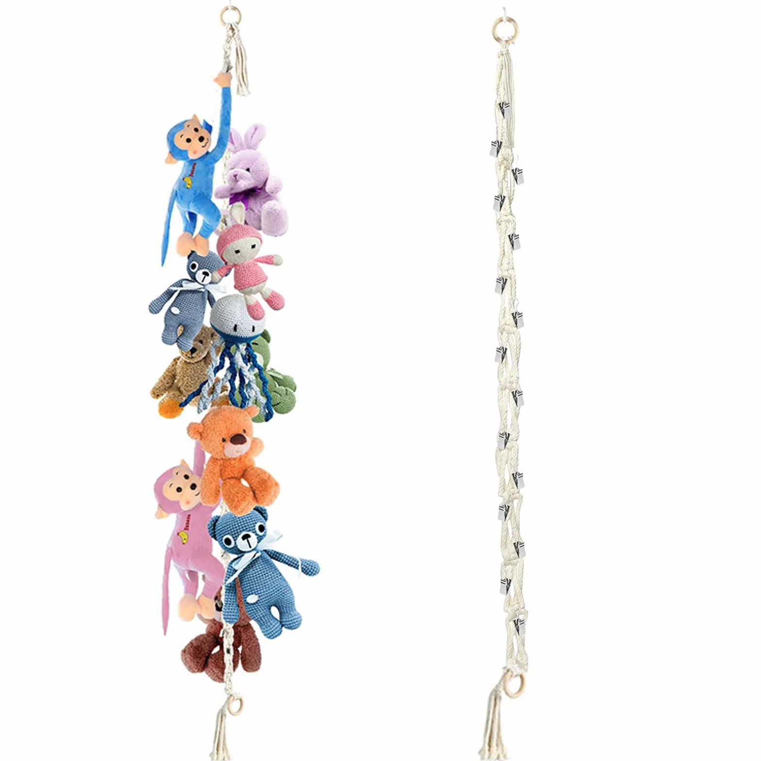 APOMOONS Supporto per Animali di Peluche da Appendere con 20 Mollette in Metallo, Decorazione per La Cameretta dei Bambini, Porta Peluche per Appendere Cappelli, Calze, Biglietti di Natale