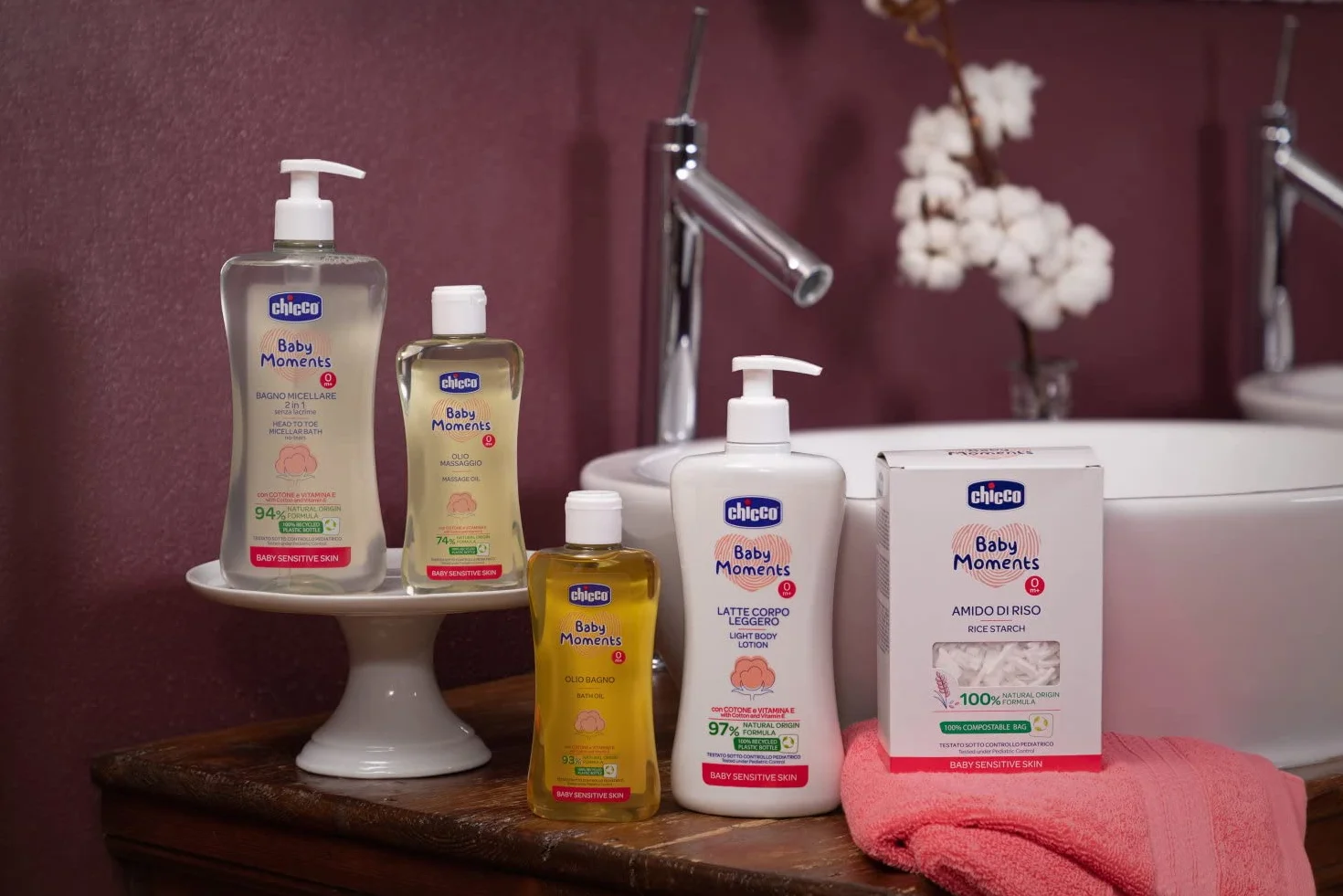 Chicco Baby Moments Amido di Riso, Lenitivo e Rinfrescante, Pulizia Gentile Senza Irritare o Asciugare La Pelle, Azione Emolliente, Bagnetto Neonato, Talco, 250 Gr, 0 Mesi+ (Confezione da 2)