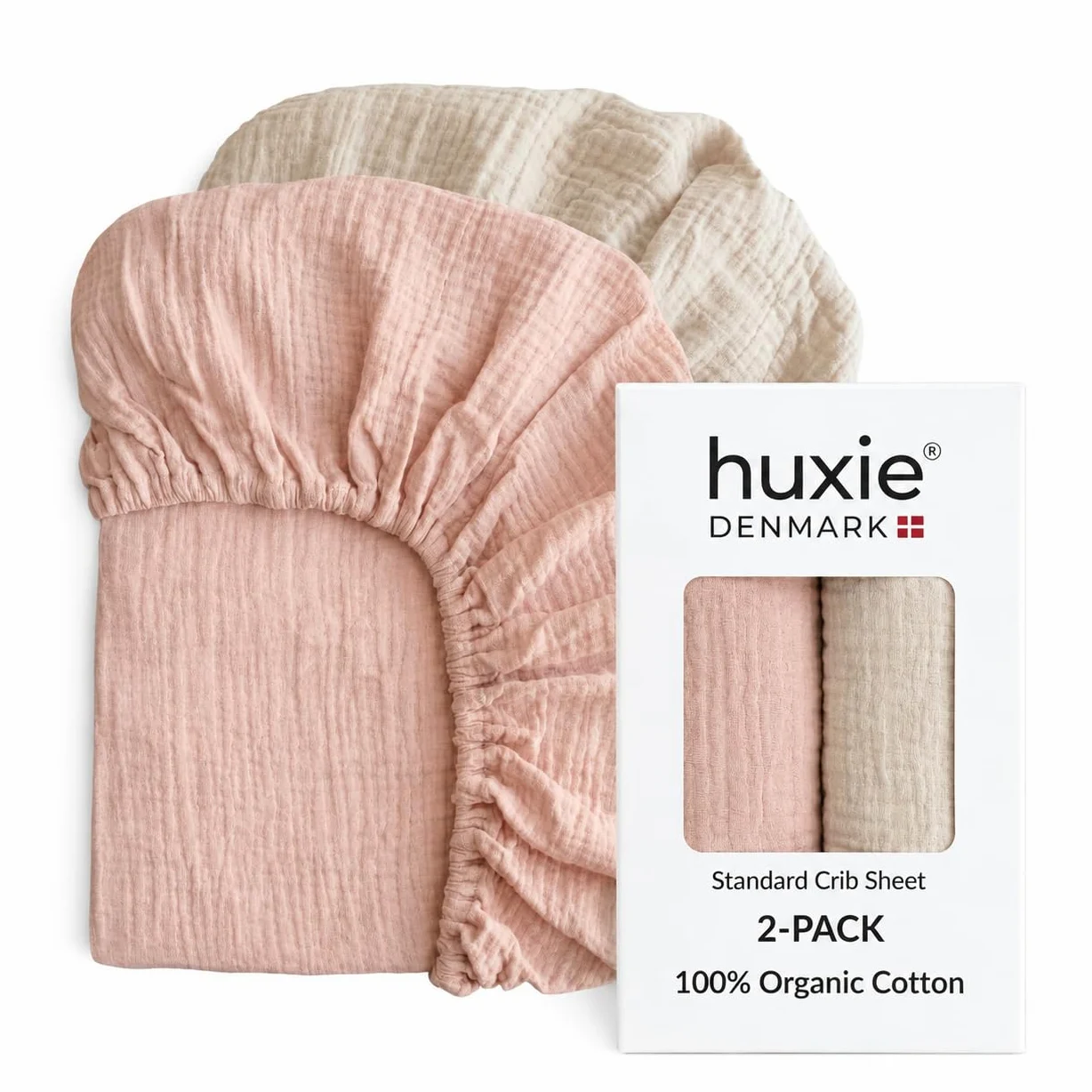 Danimarca - Lenzuola con angoli per culla in mussola super morbida, per ragazzi e ragazze, dimensioni standard per materasso per culla da 71 x 132 cm, 100% cotone biologico per il massimo